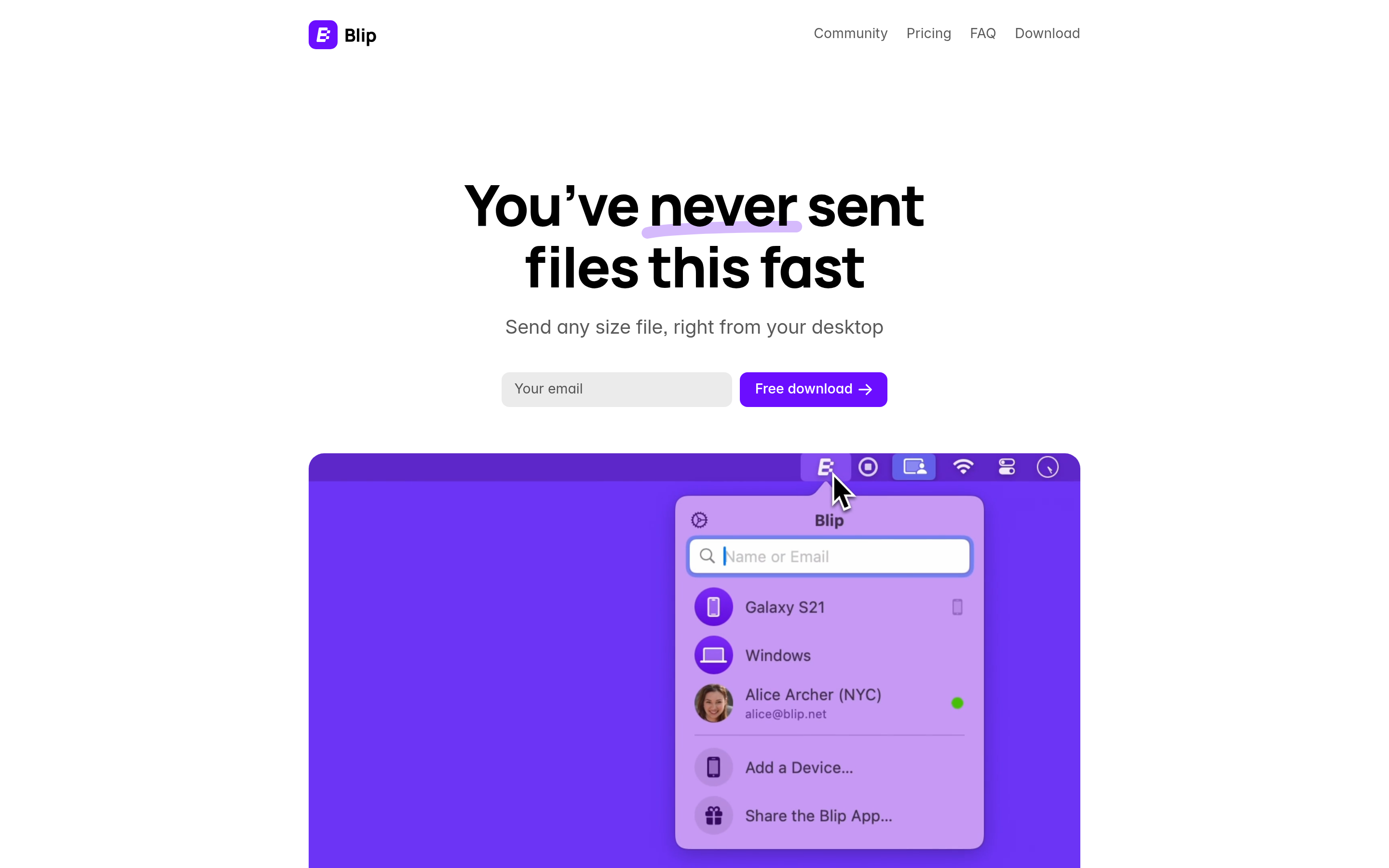 Blip – The fastest way to send files 介面截圖