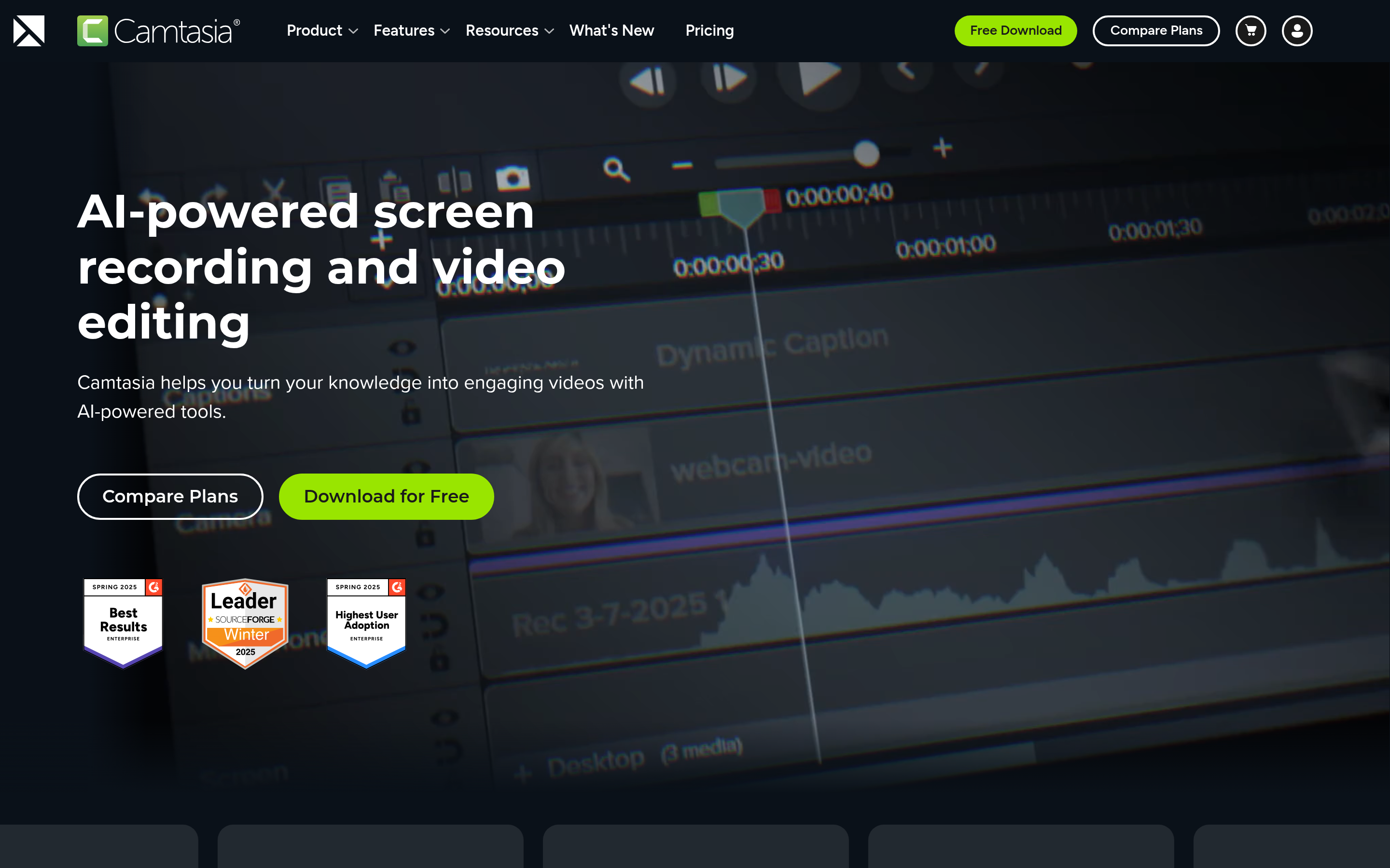 Camtasia – Free Screen Recorder & Video Editor 介面截圖