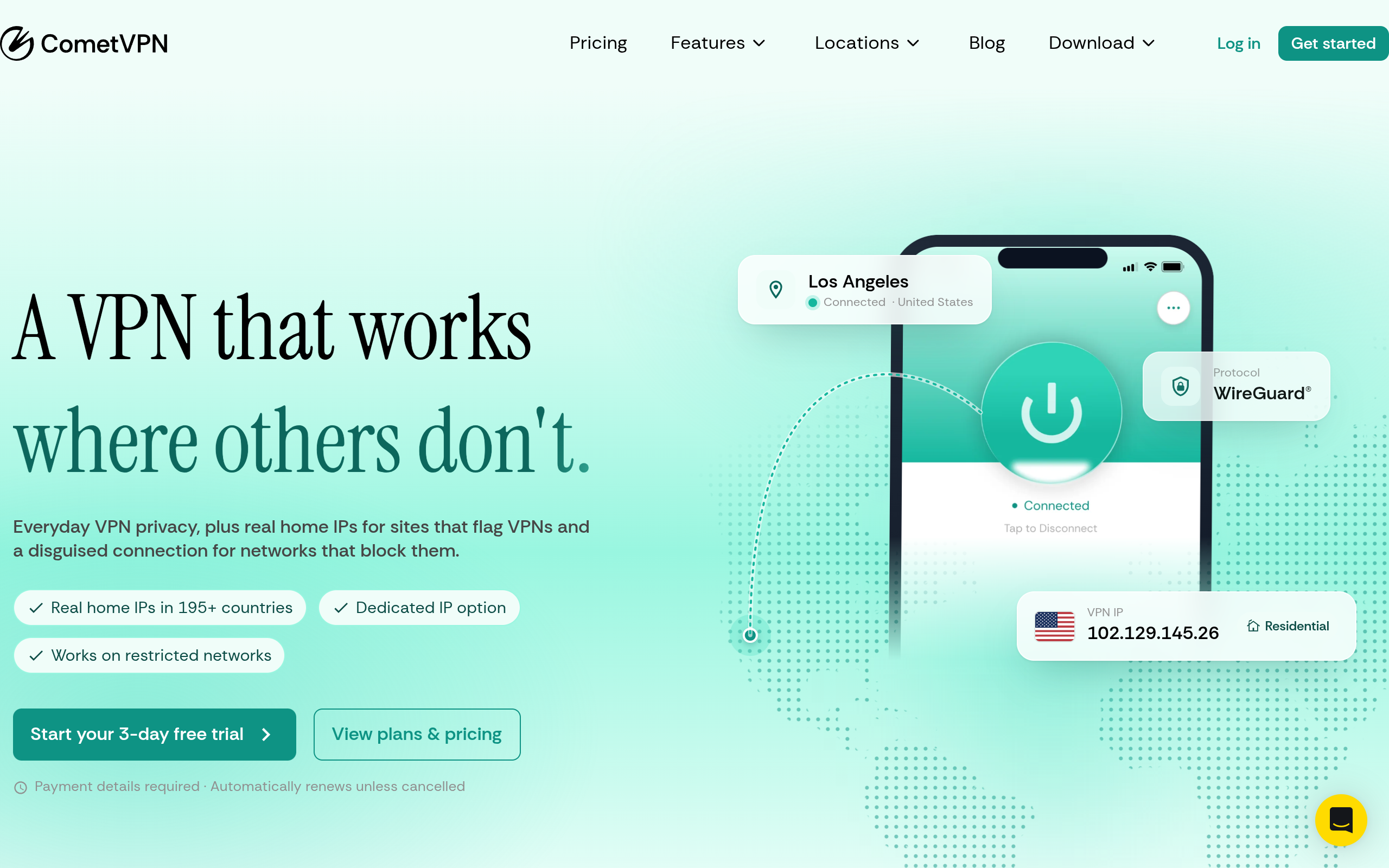 CometVPN screenshot, image 1