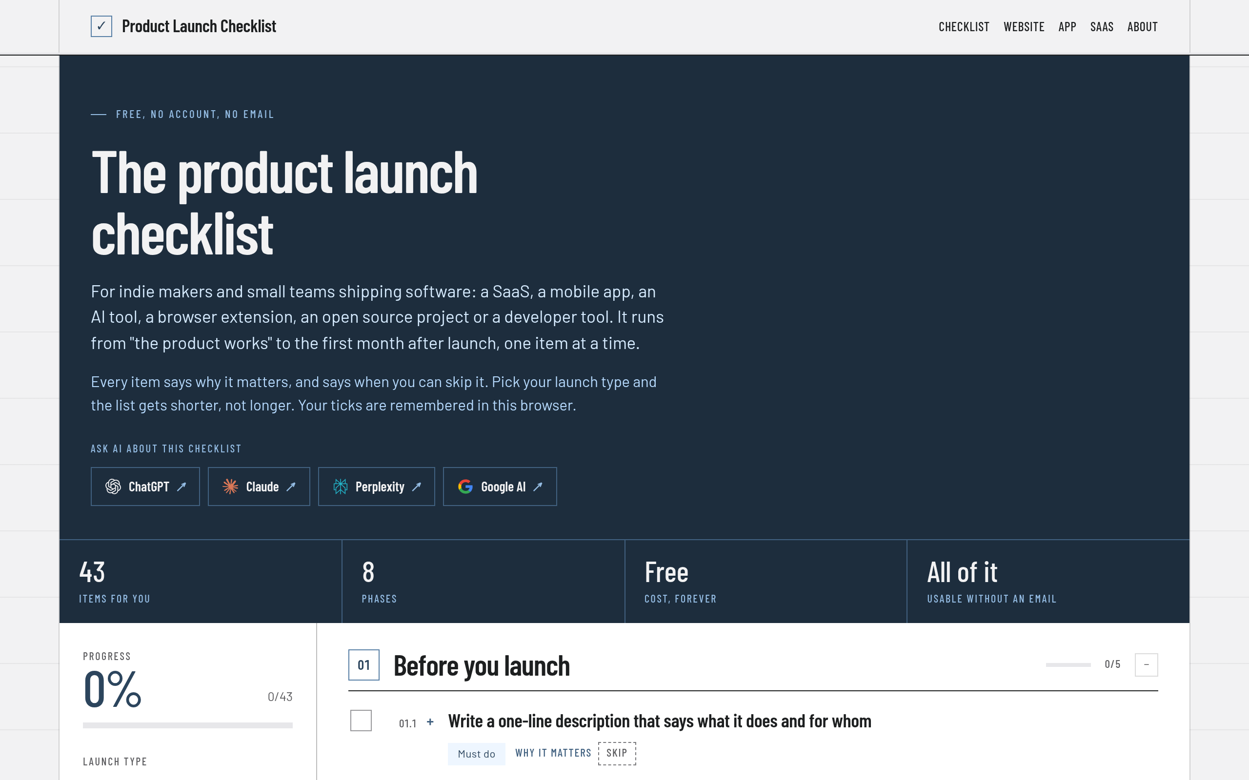 Product Launch Checklist screenshot, image 1