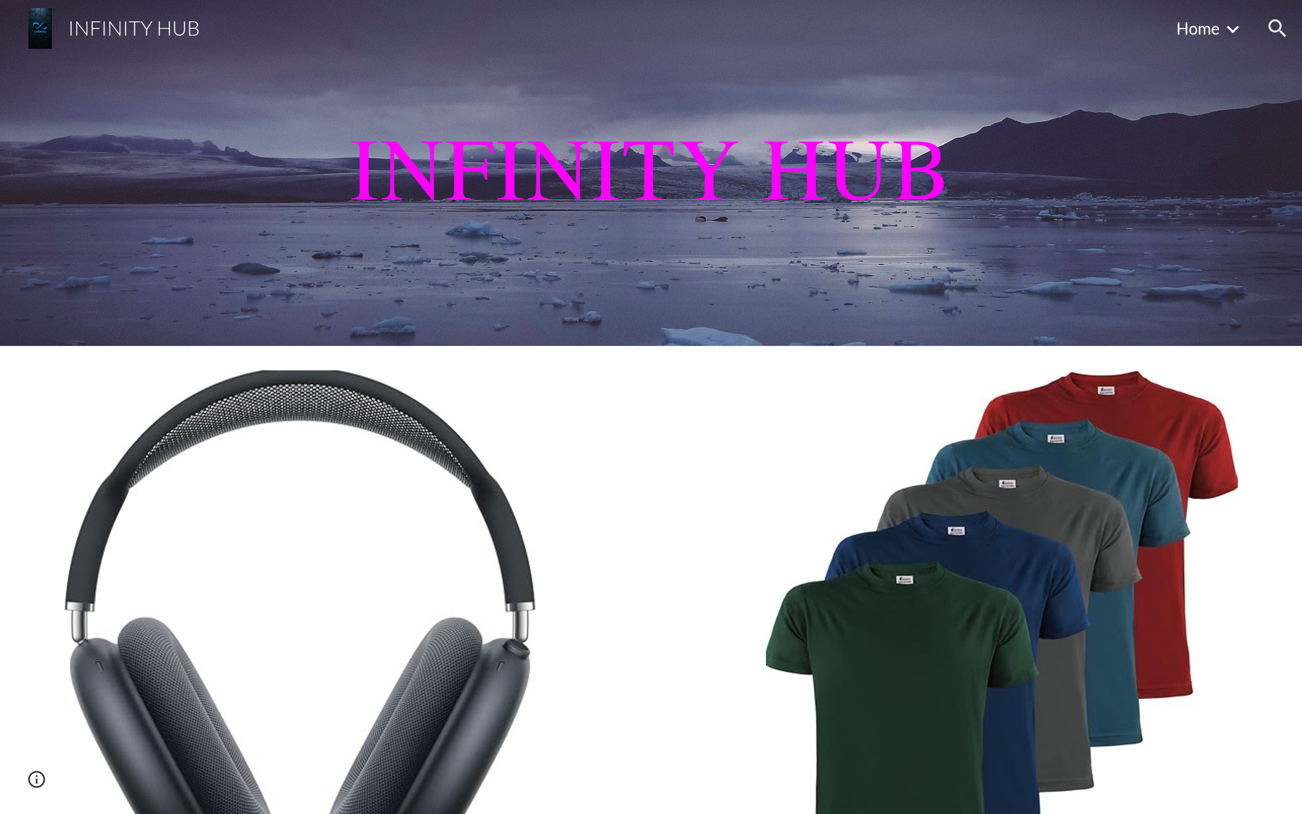 Screenshot of sites.google.com/view/infinity-hub-/home