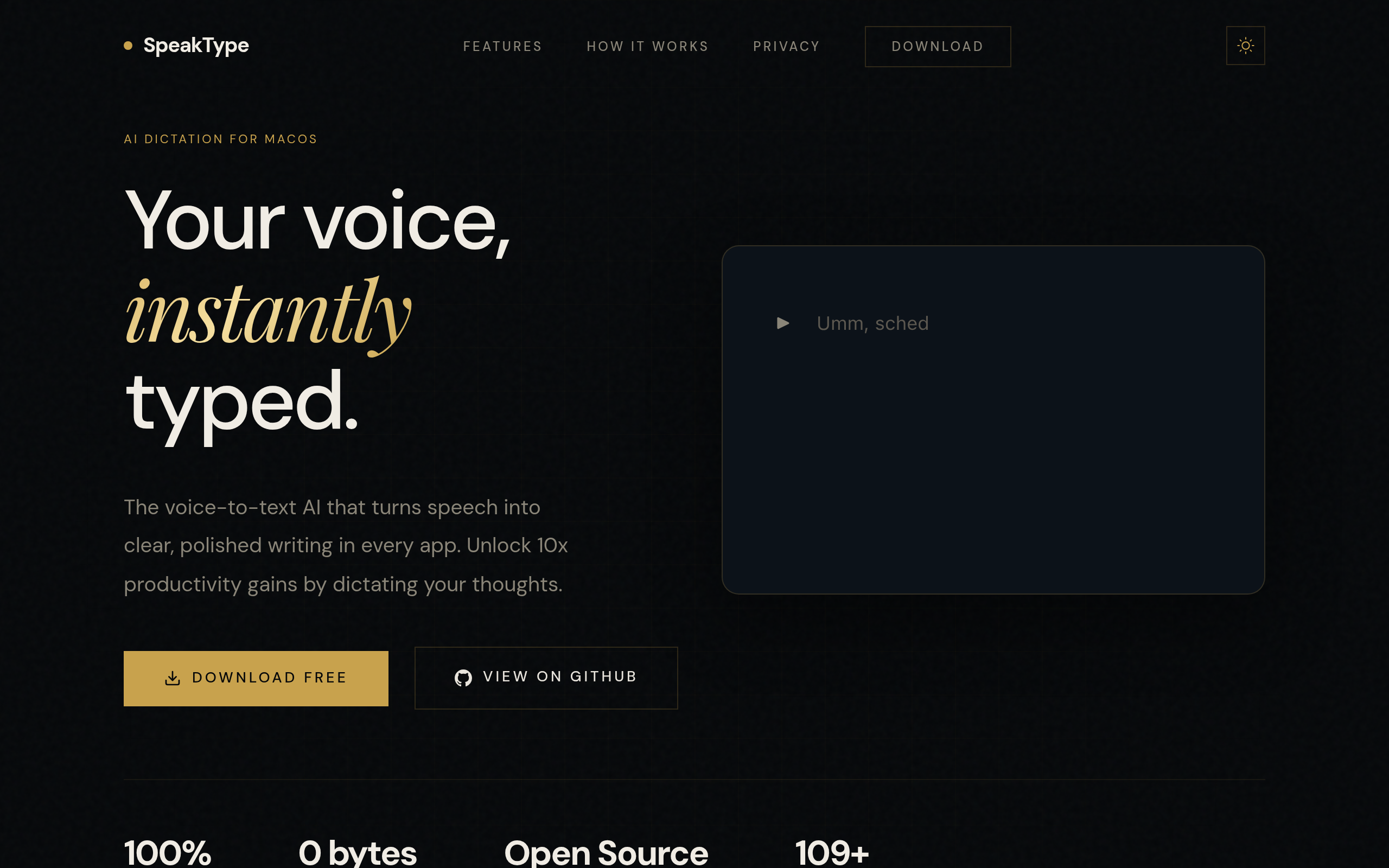 SpeakType — Voice Dictation for macOS screenshot