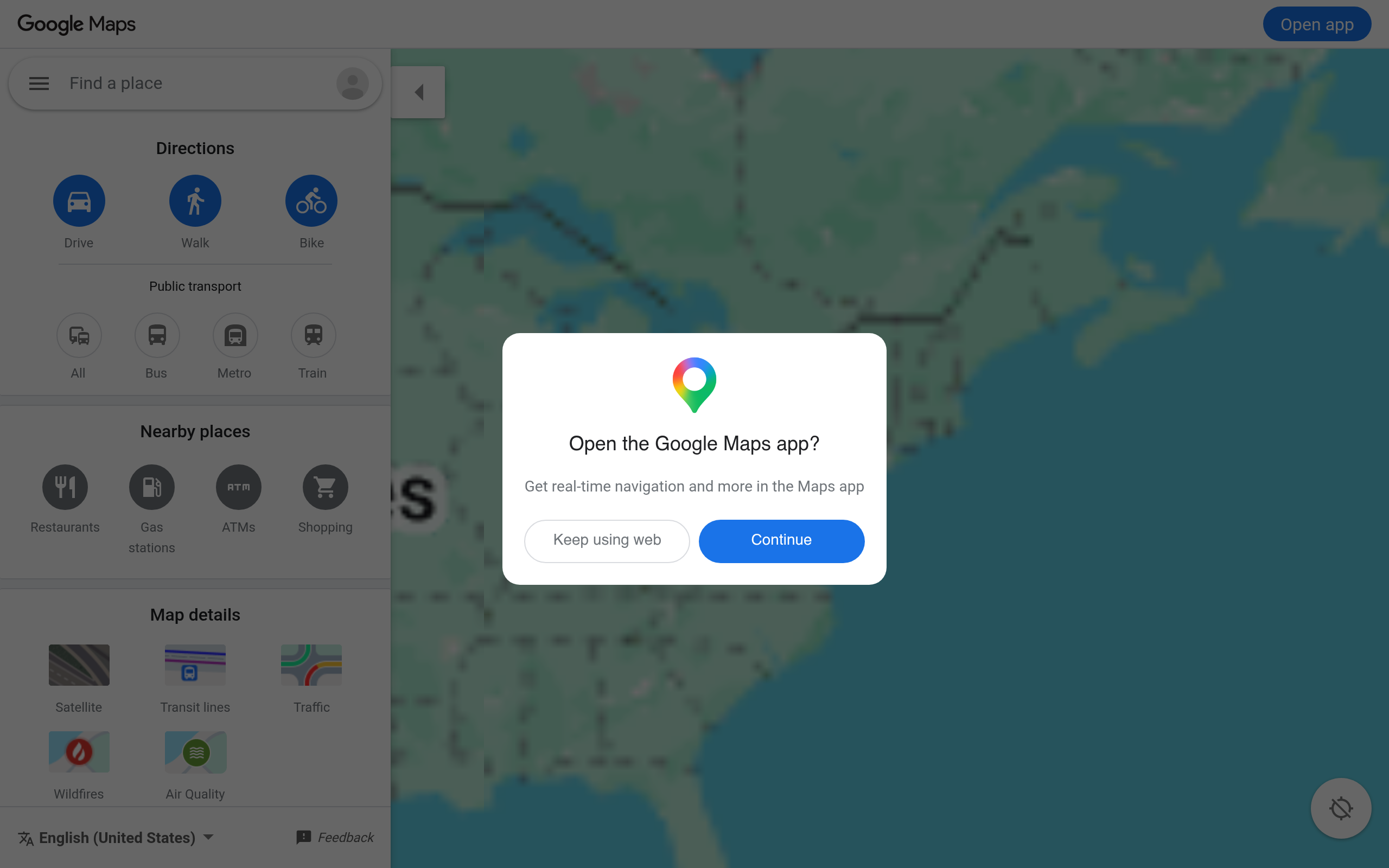 Screenshot of maps.google.com