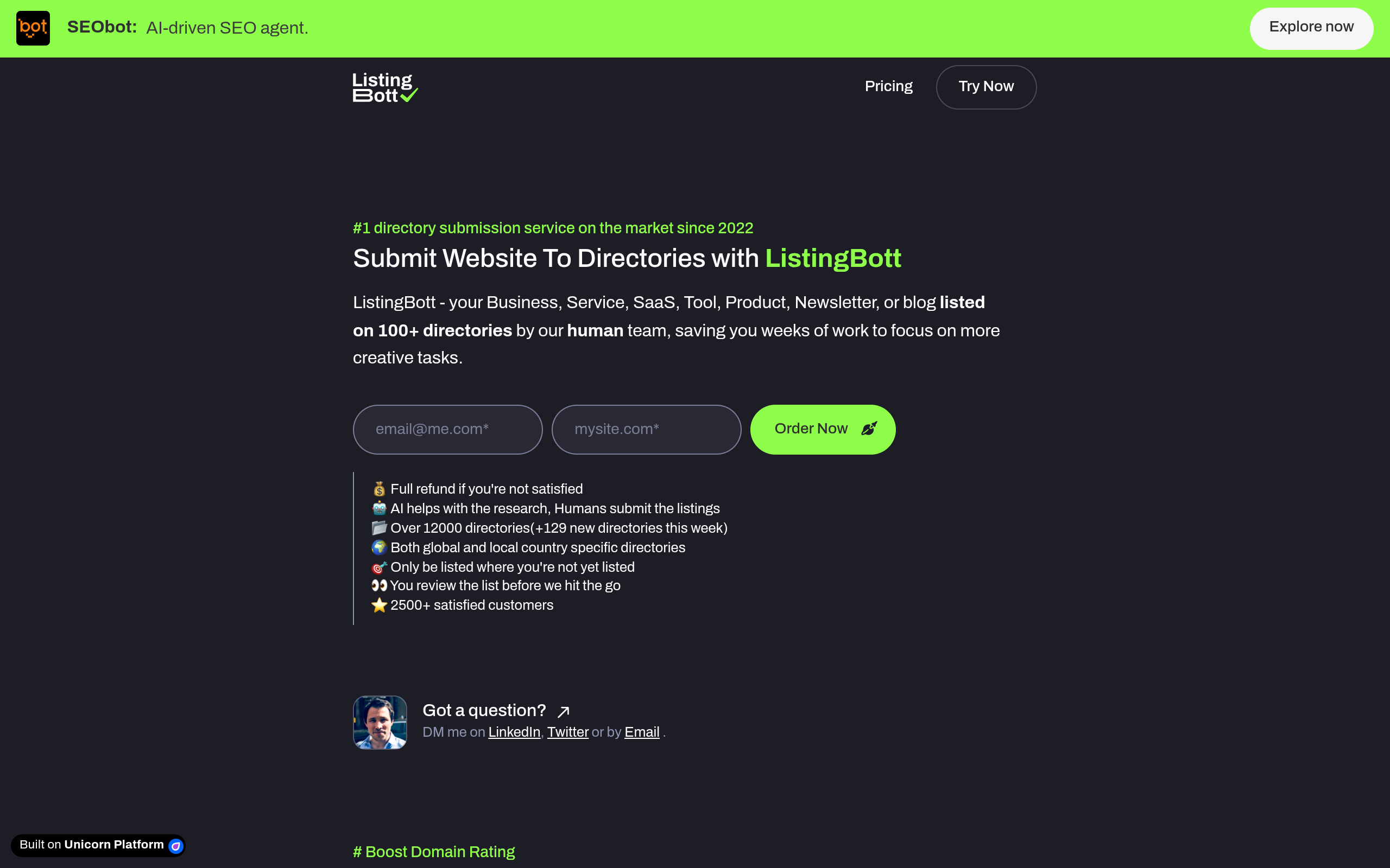 Submit Website To Directories with ListingBott screenshot