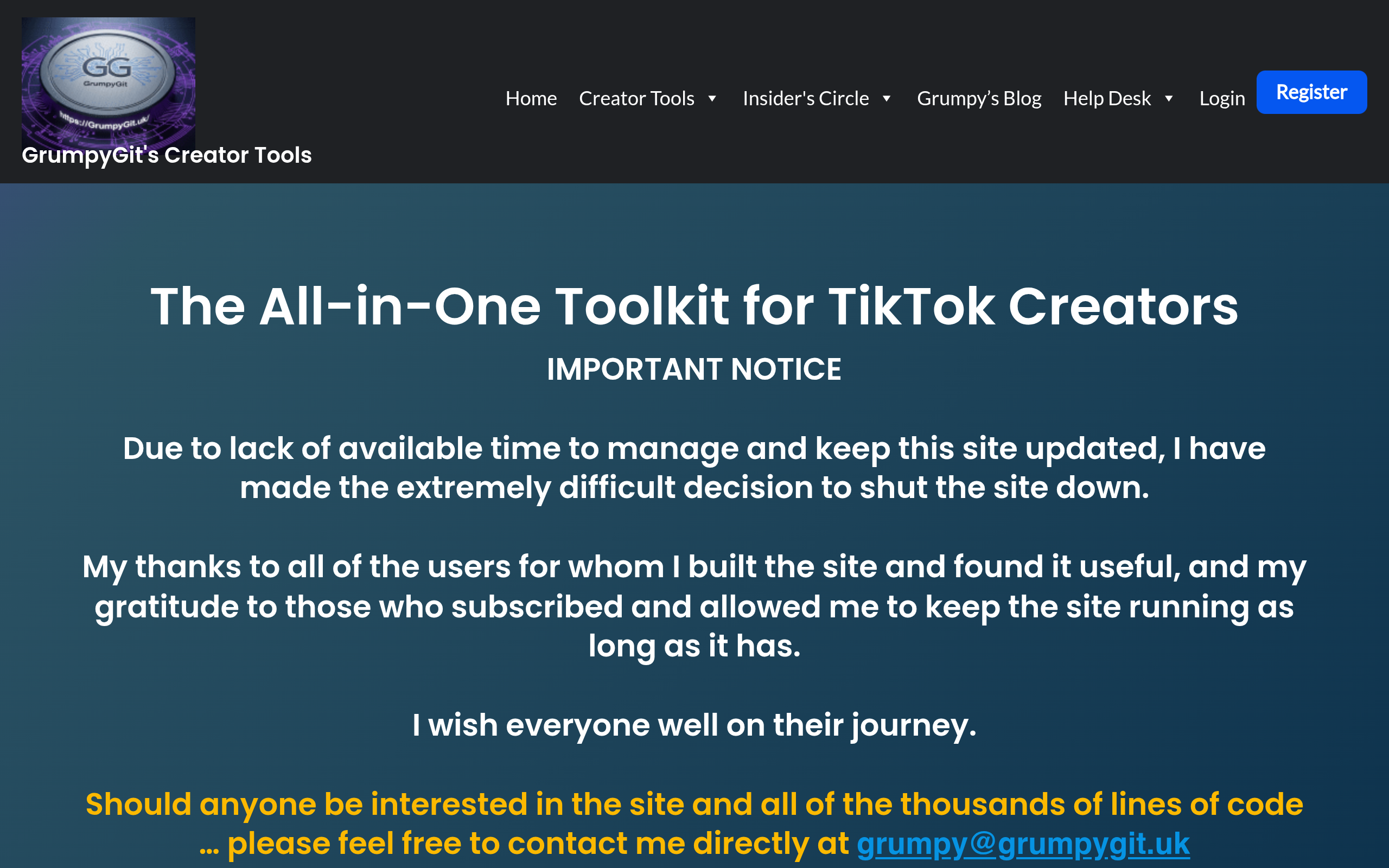 GrumpyGit's Creator Tools screenshot, image 1