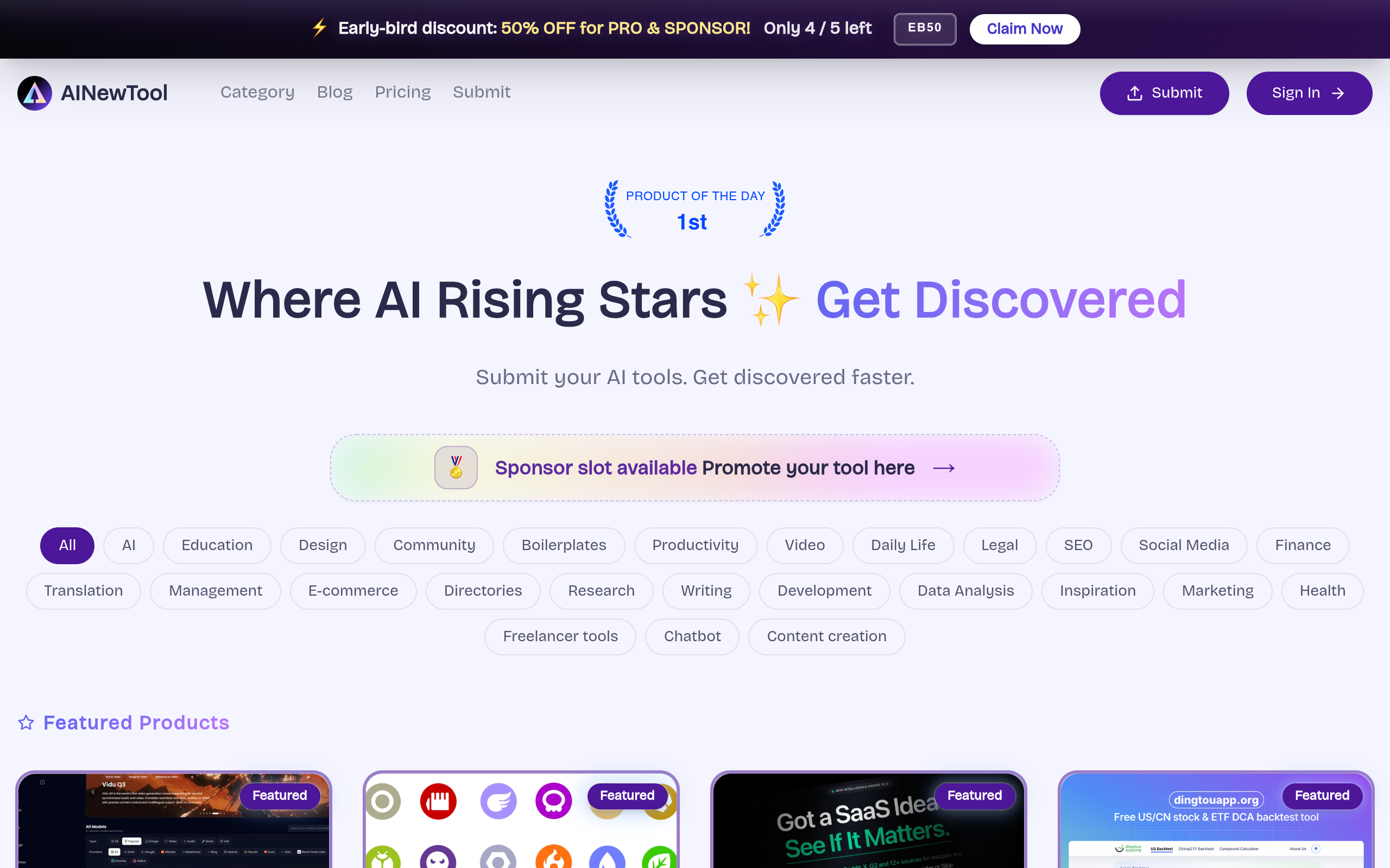 AINewTool - Rising New AI Tool Directory screenshot – image 1