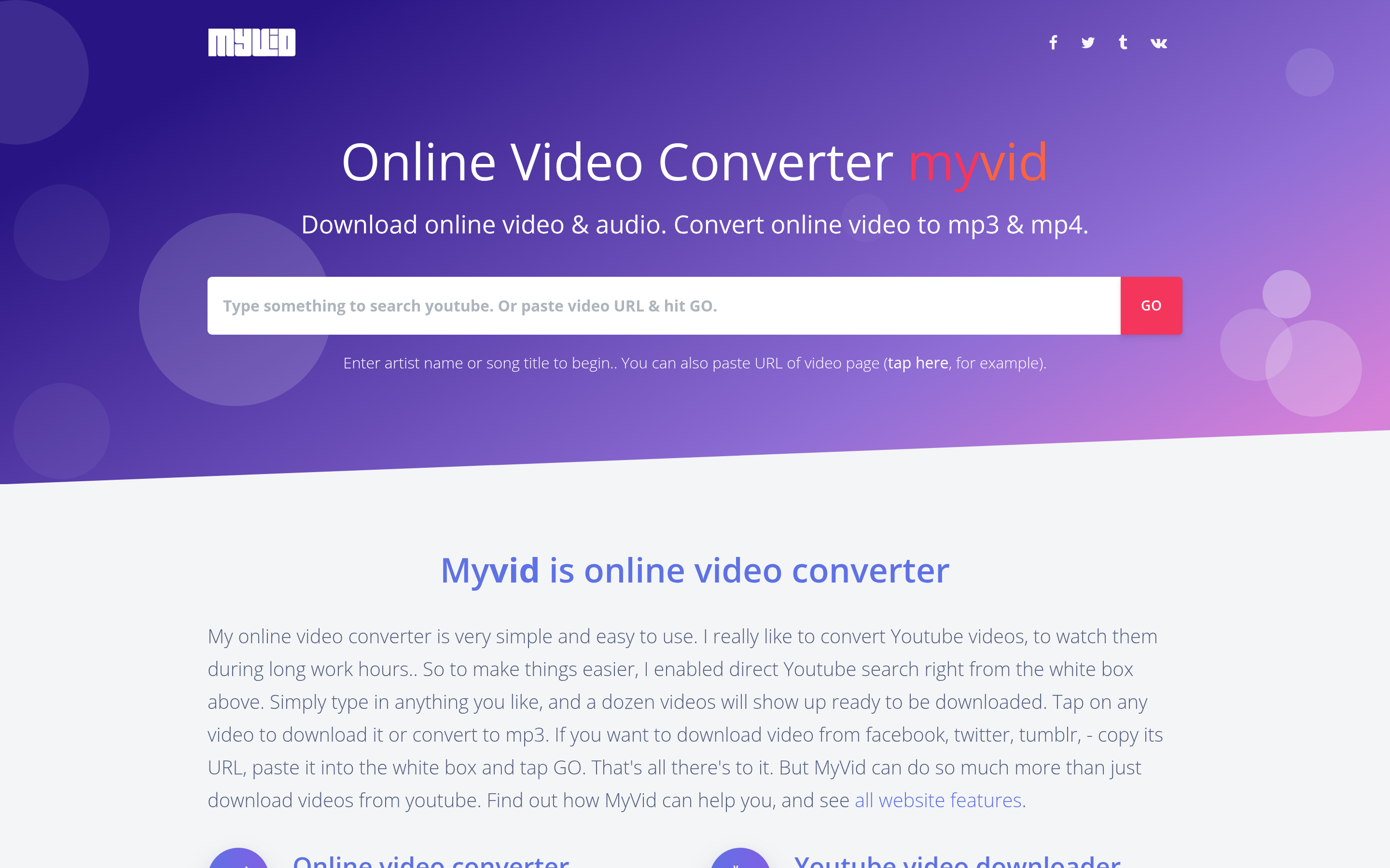 My Video Converter Online. Download online video, convert to mp3. 介面截圖