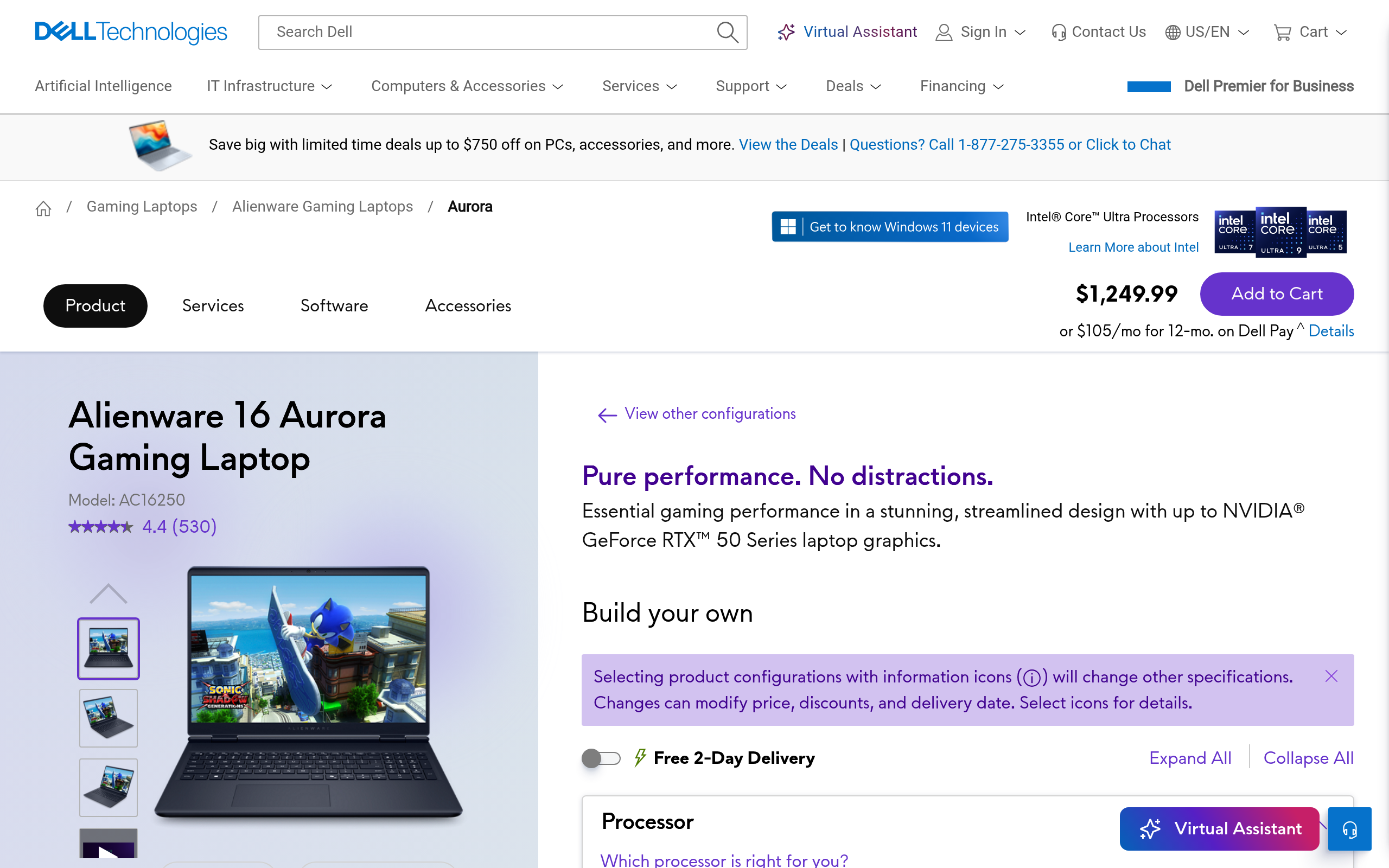 Alienware 16 Aurora Intel Core 7 240H 16″ 2560×1600 120Hz Gaming Laptop w/ NVIDIA RTX 5060 49.99