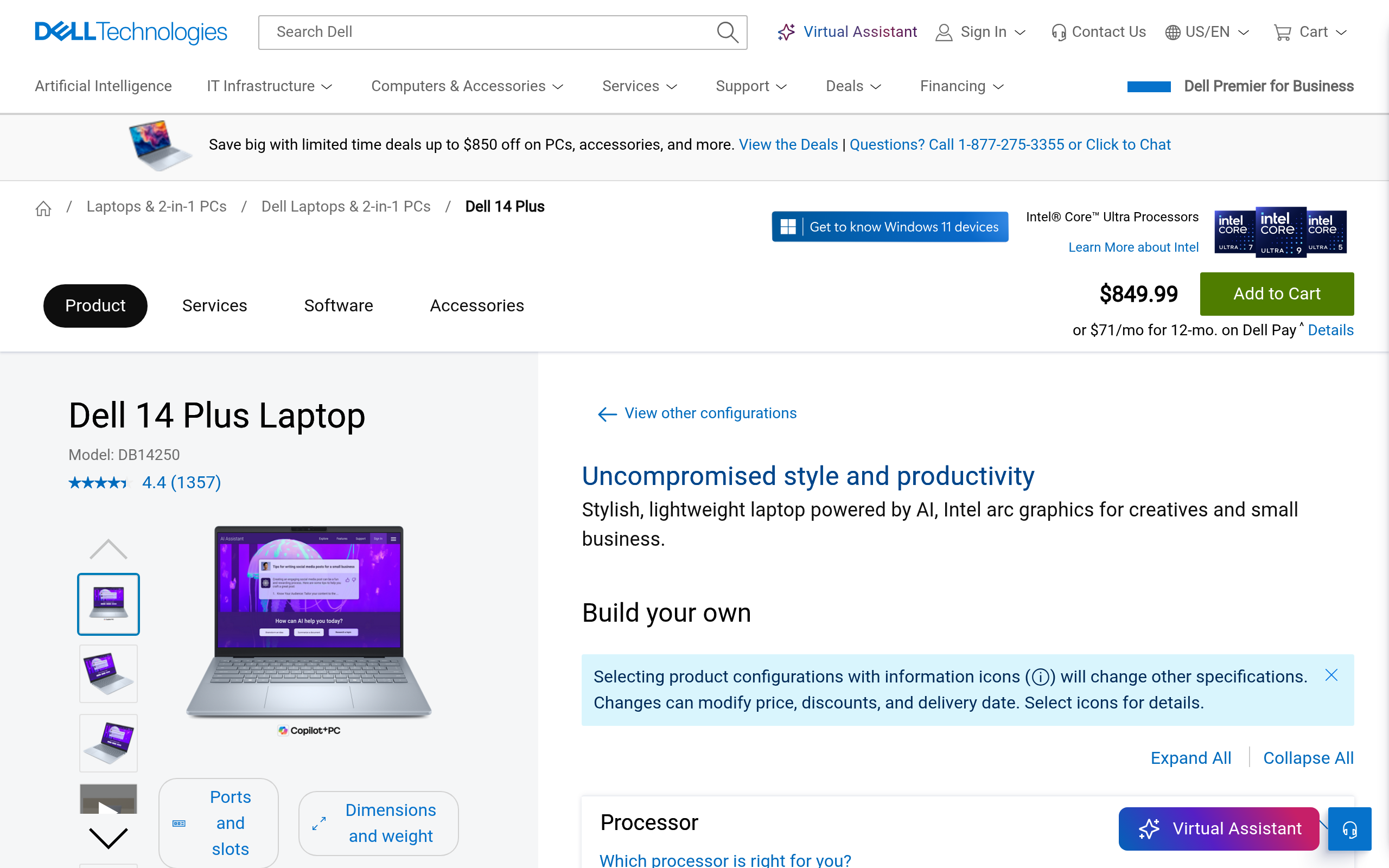 Dell 14 Plus Intel Core Ultra 7 256V 14″ 2.5K Display Copilot+ Laptop 0