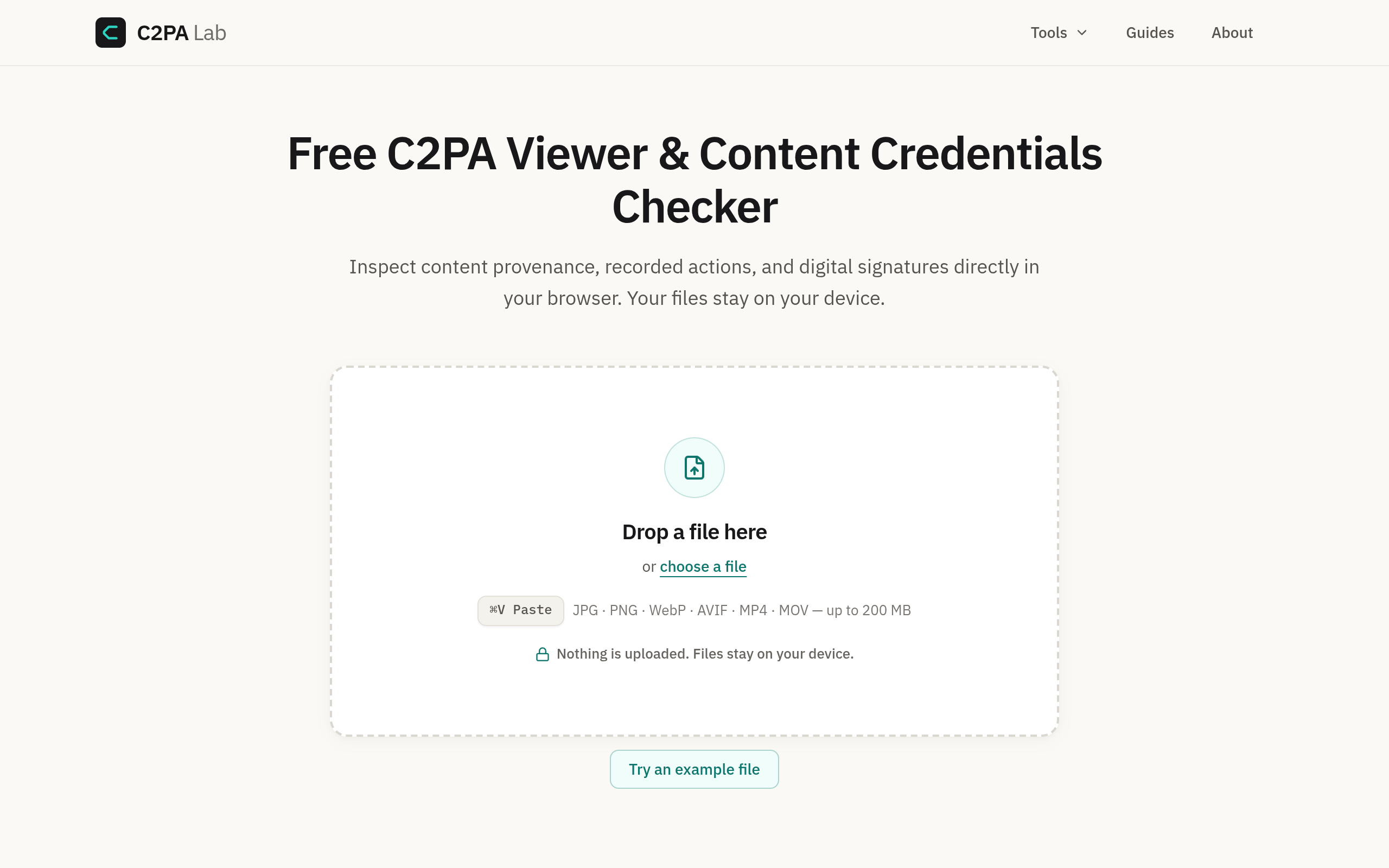 C2PA Lab screenshot, image 1