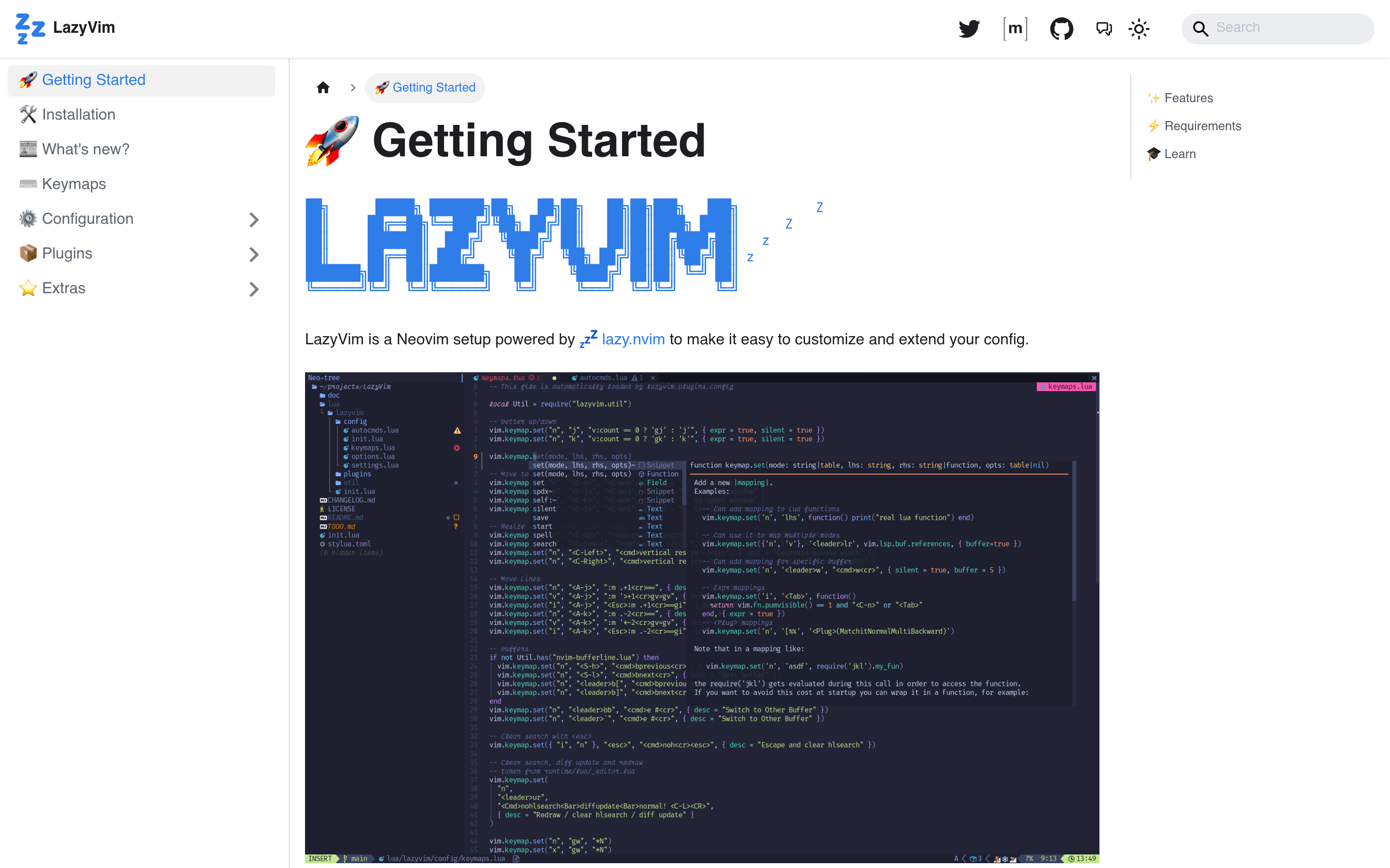Getting Started | LazyVim 介面截圖