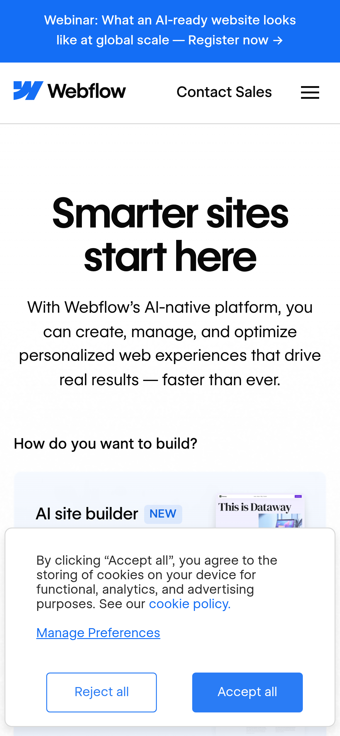 Mobile screenshot of webflow.com