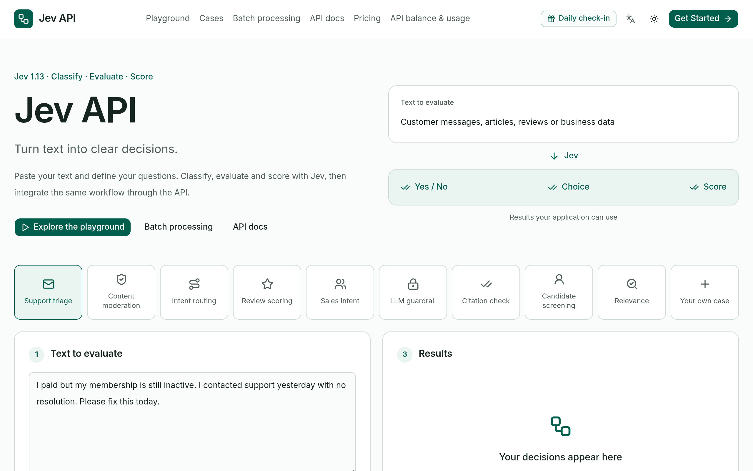 Jev API screenshot, image 1