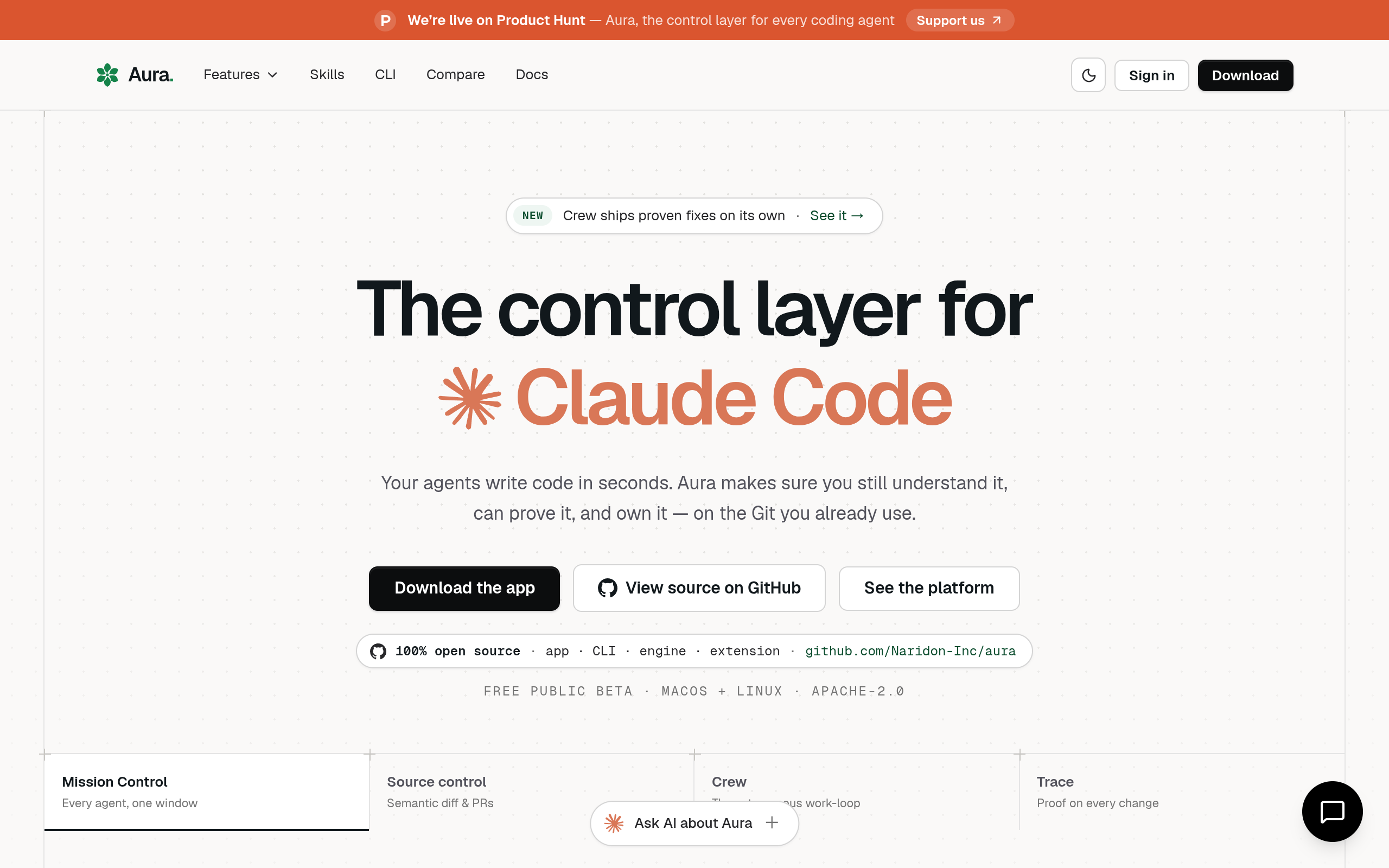 Aura: Agents + Git + Intent Open Source screenshot – image 1