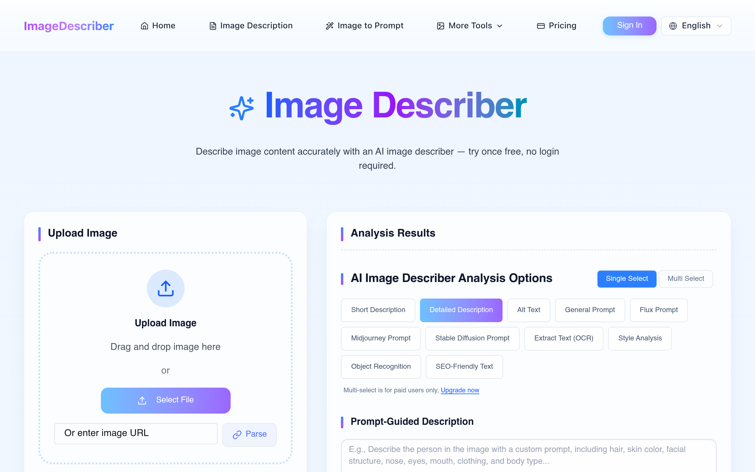 Image Describer screenshot – image 1
