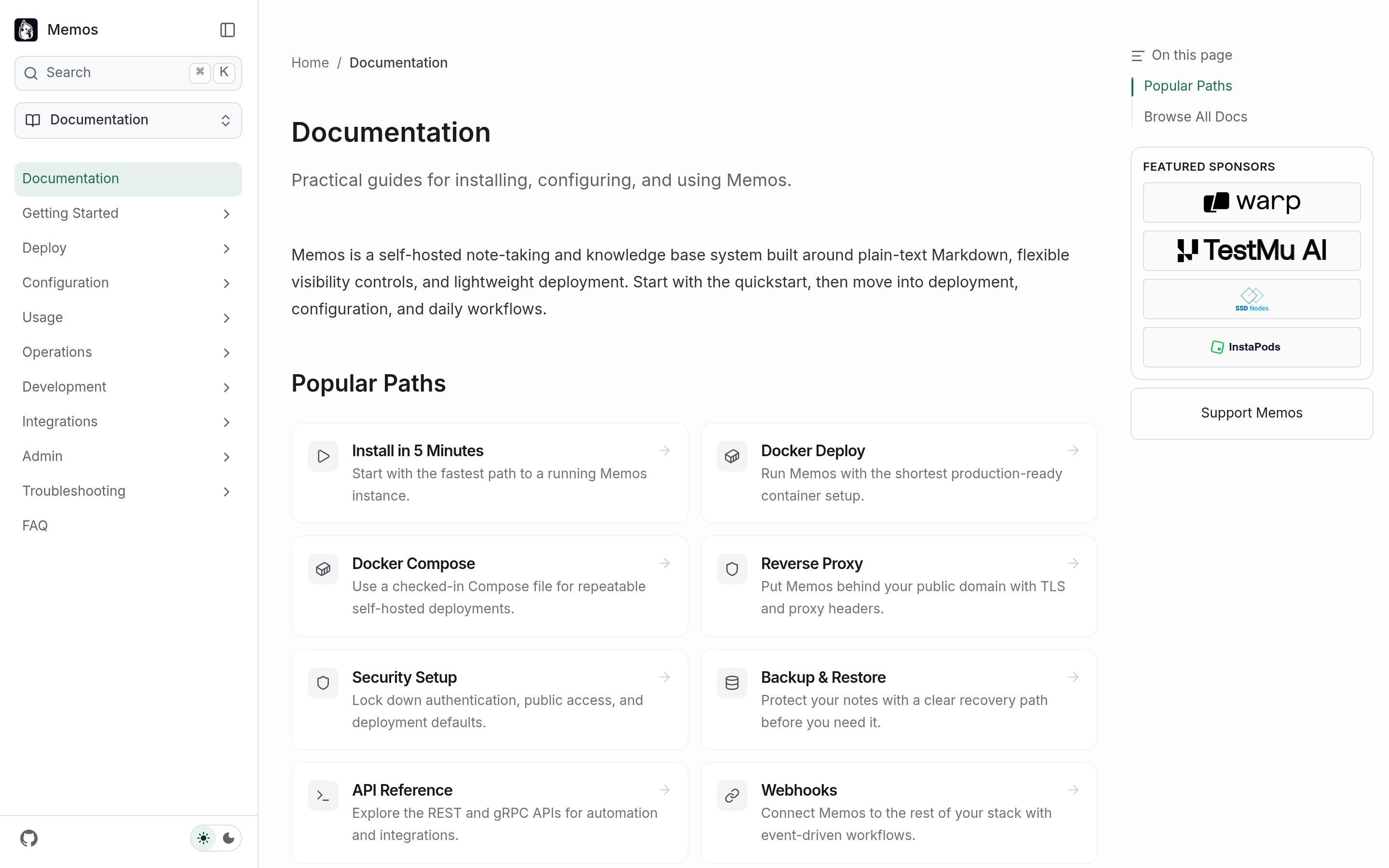 Documentation - Memos 介面截圖