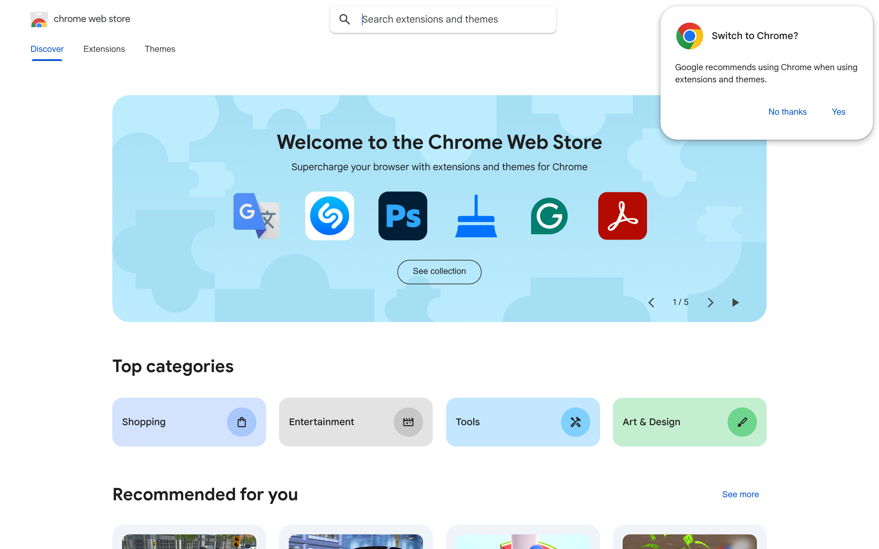 Chrome 線上應用程式商店 介面截圖
