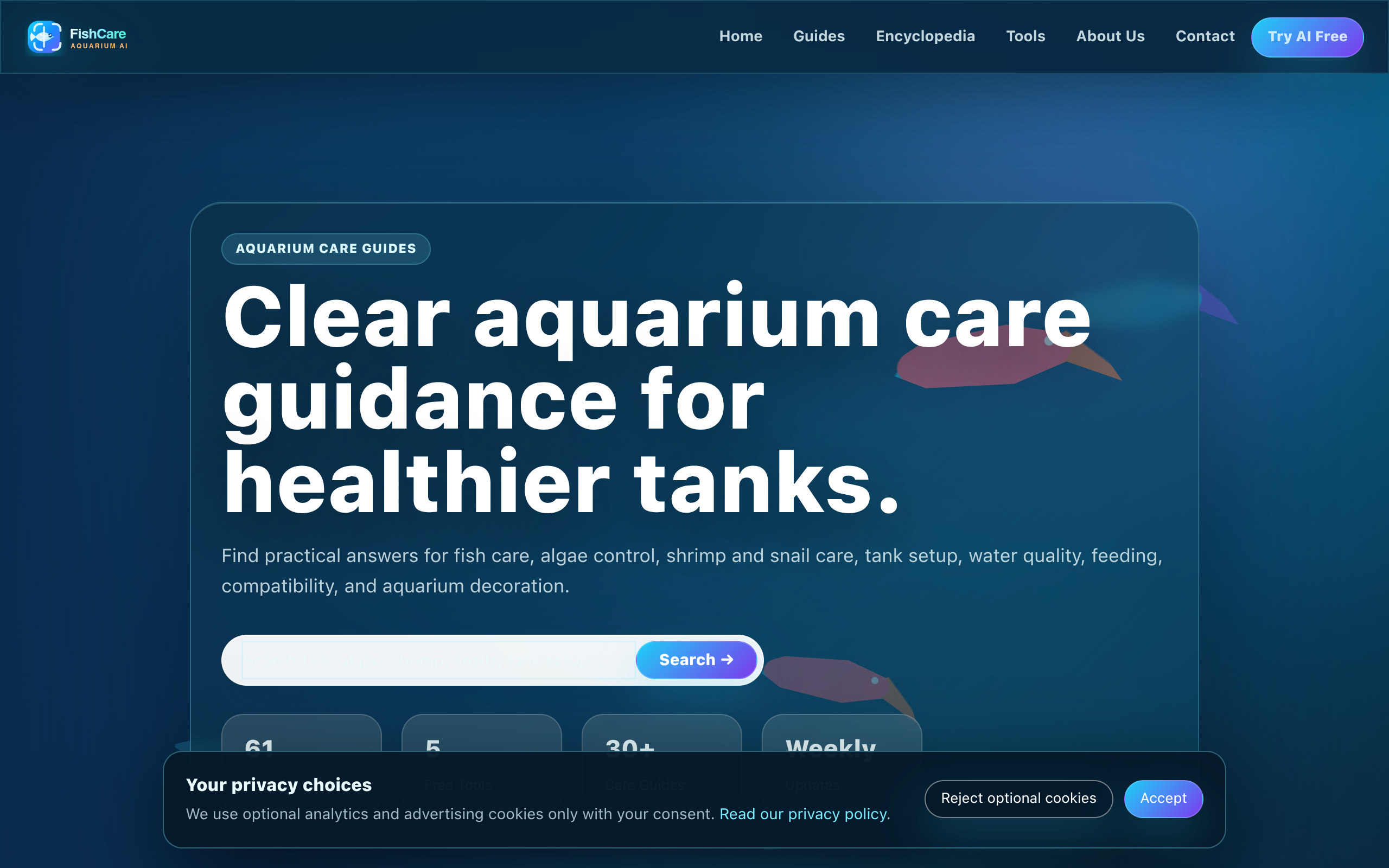 Aquarium Care Guides, Fish Encyclopedia & Free Aquarium Tools screenshot – image 1