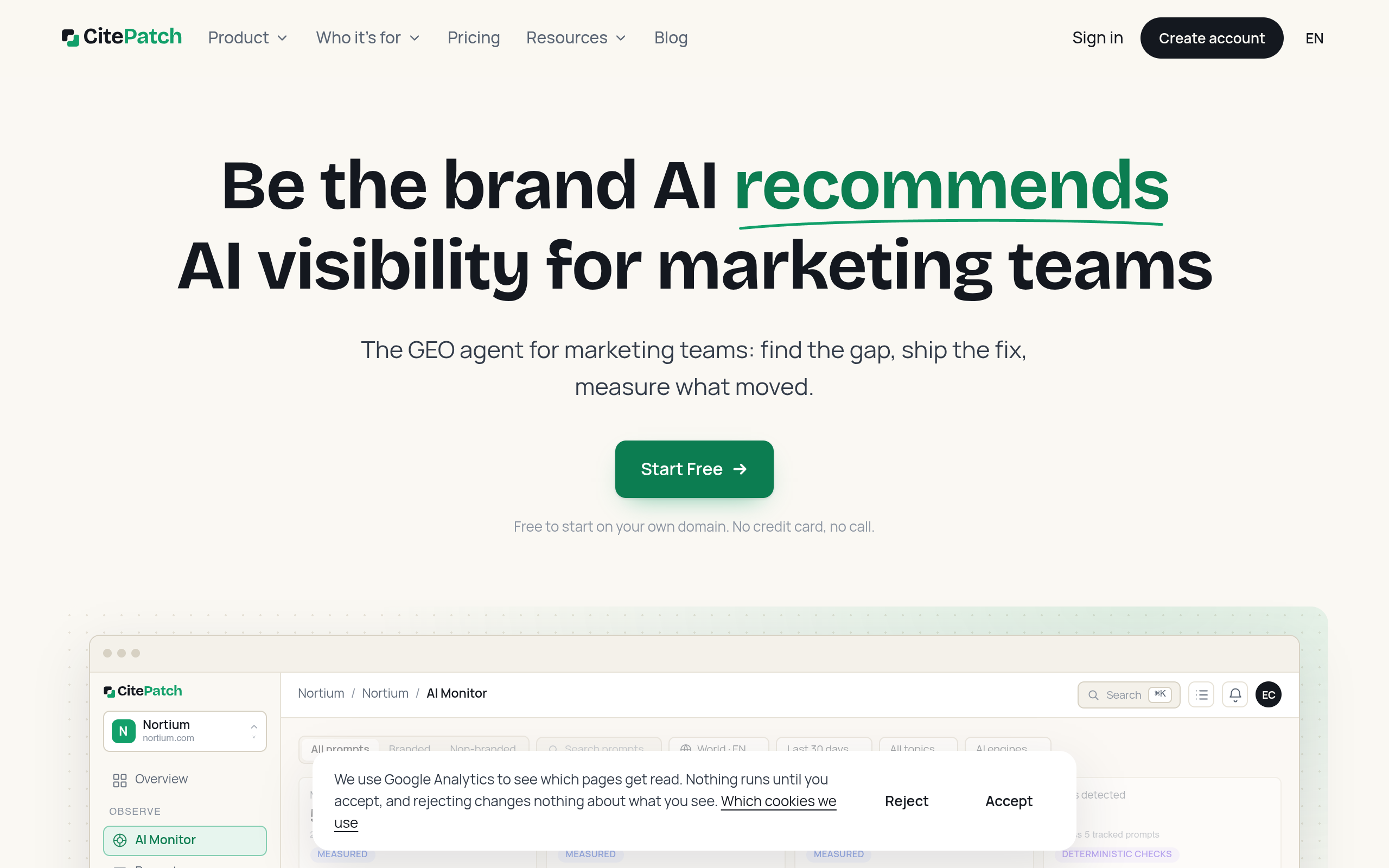 CitePatch - GEO Agent for marketing and AI visibility screenshot, image 1