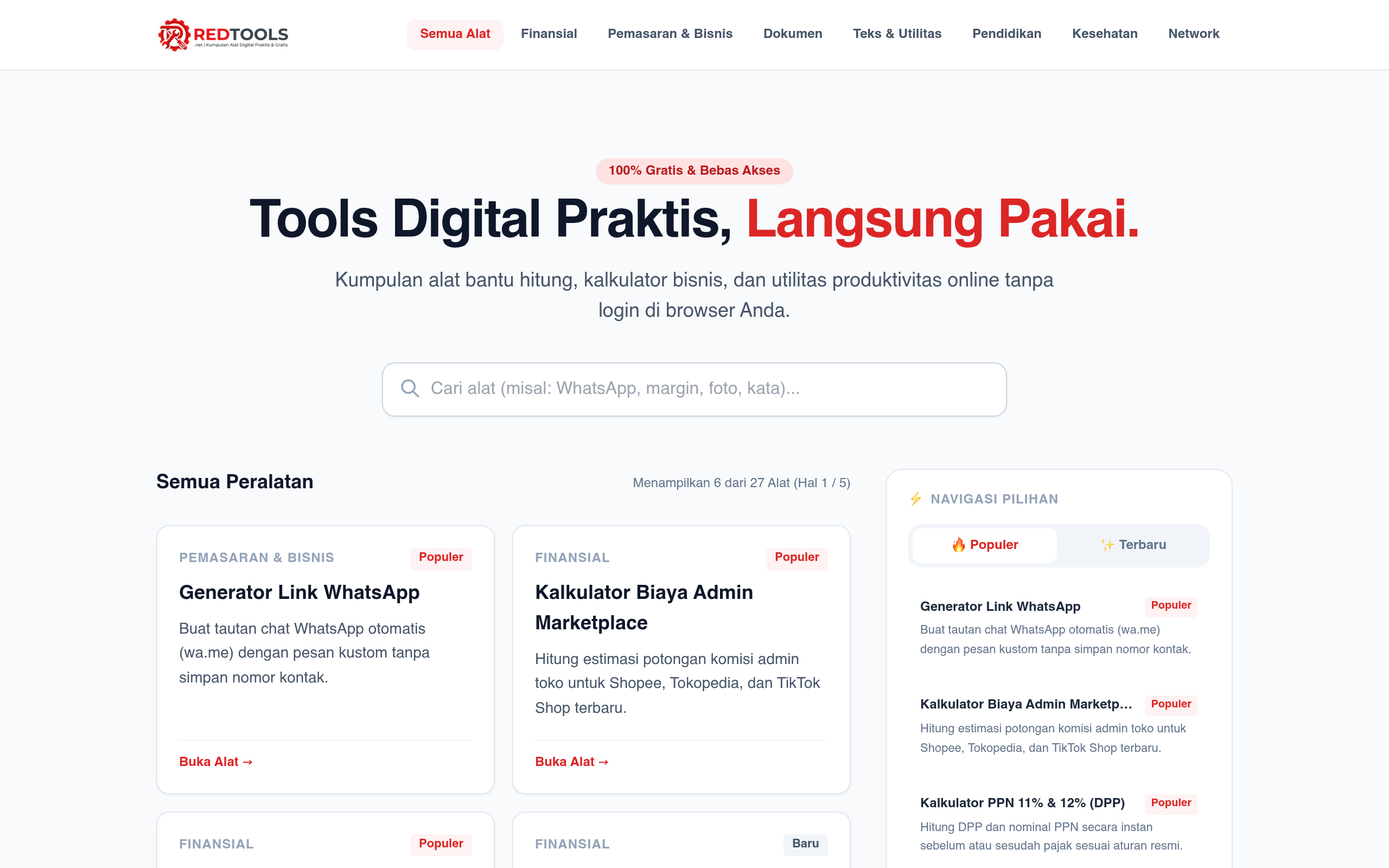 Screenshot of redtools.net