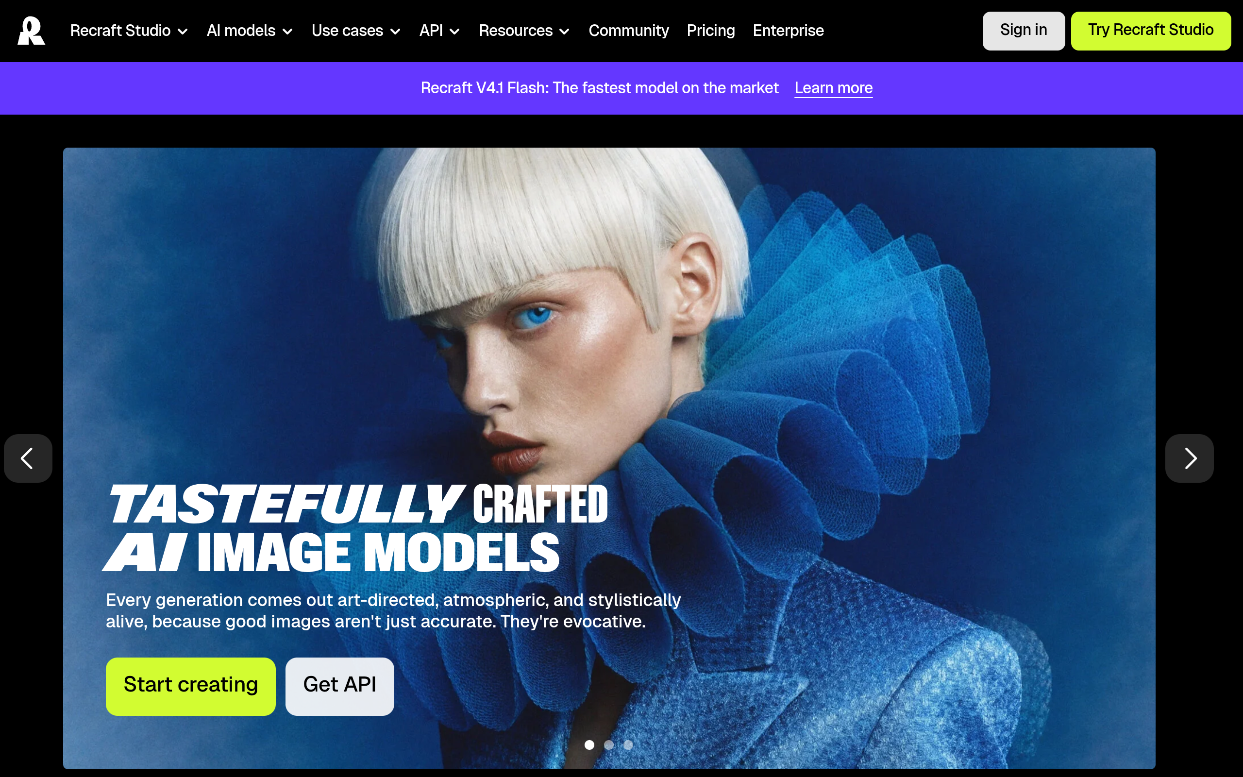 Recraft official homepage preview