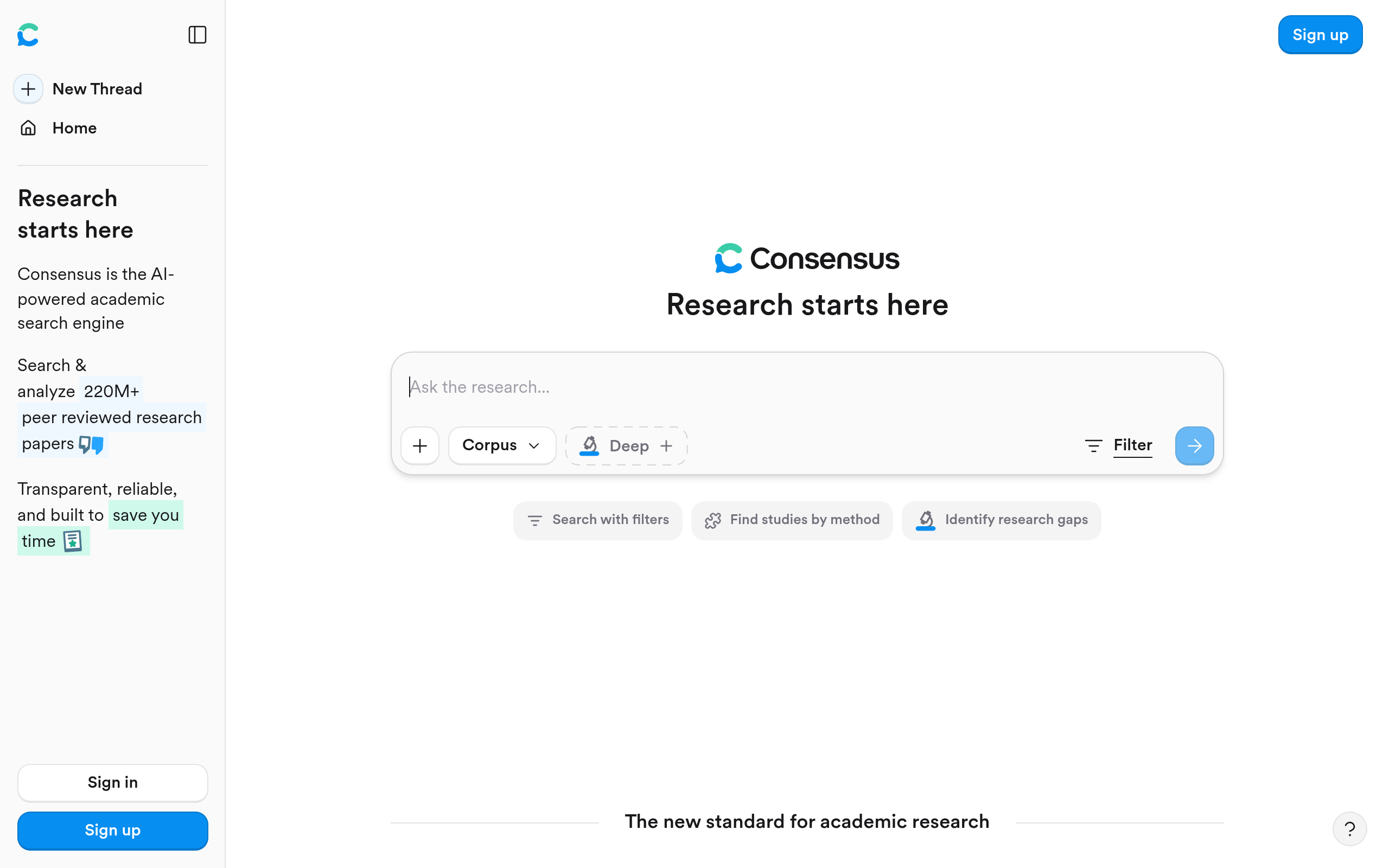Consensus official homepage preview