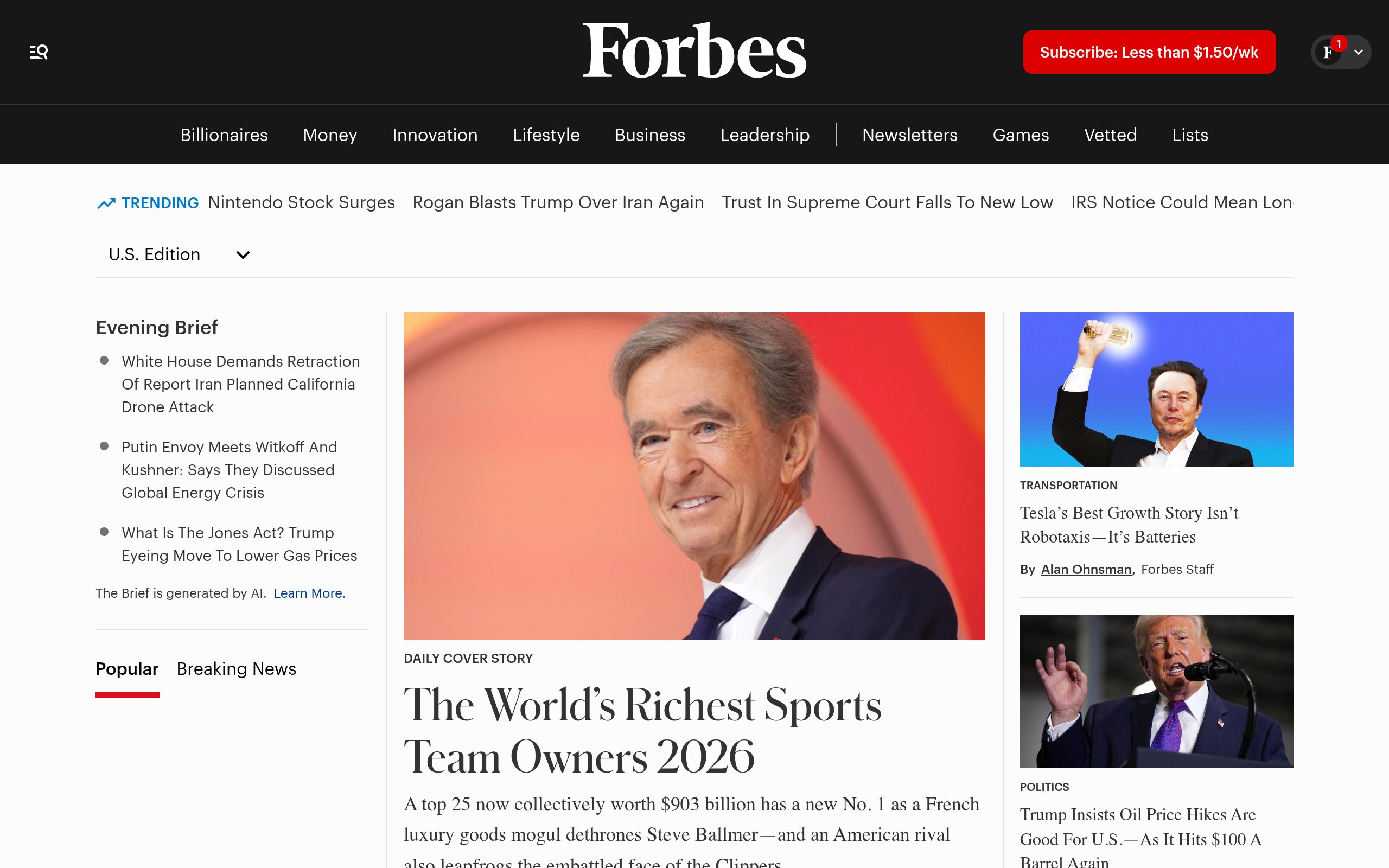 Screenshot of forbes.com