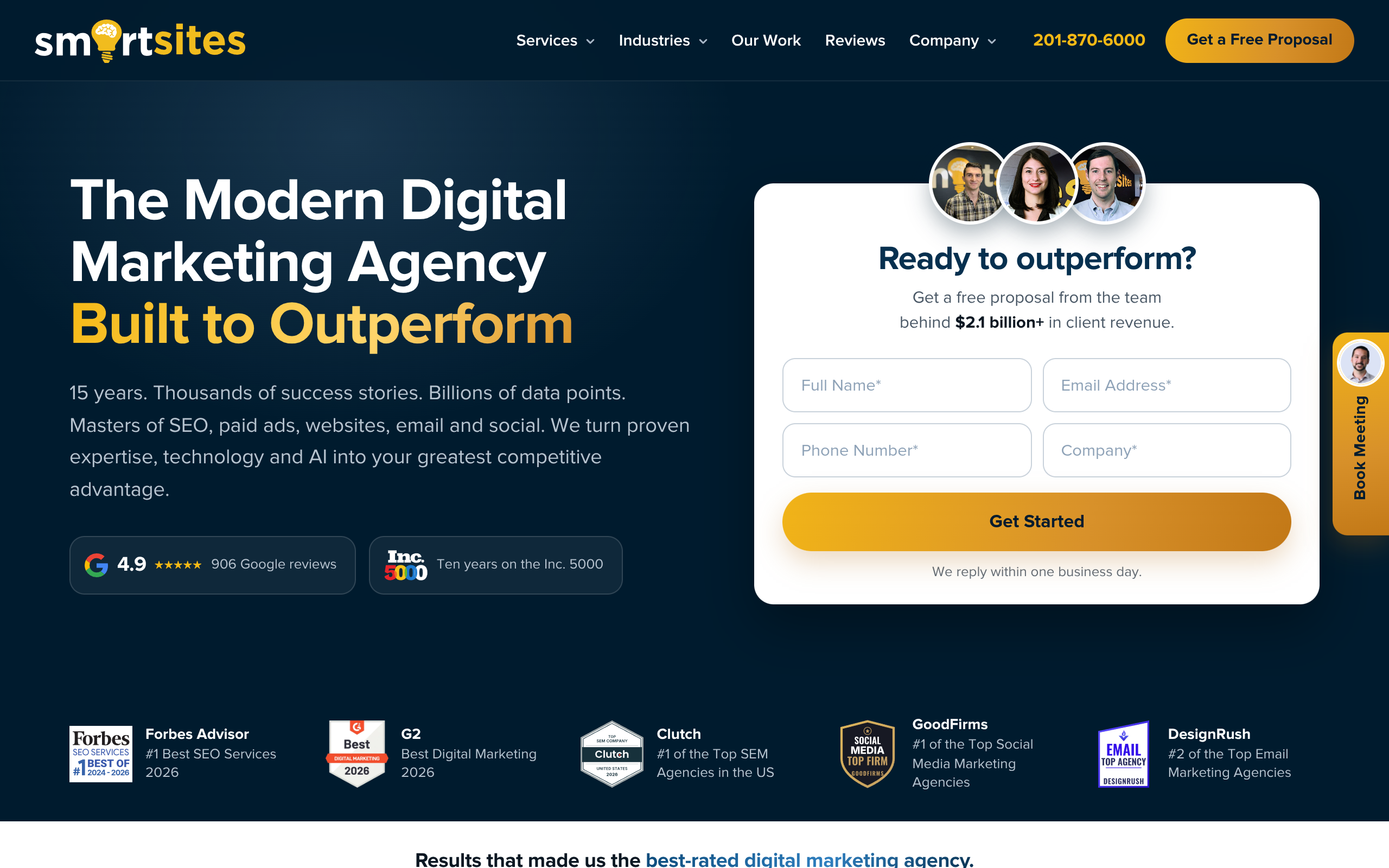 Screenshot of the SmartSites homepage