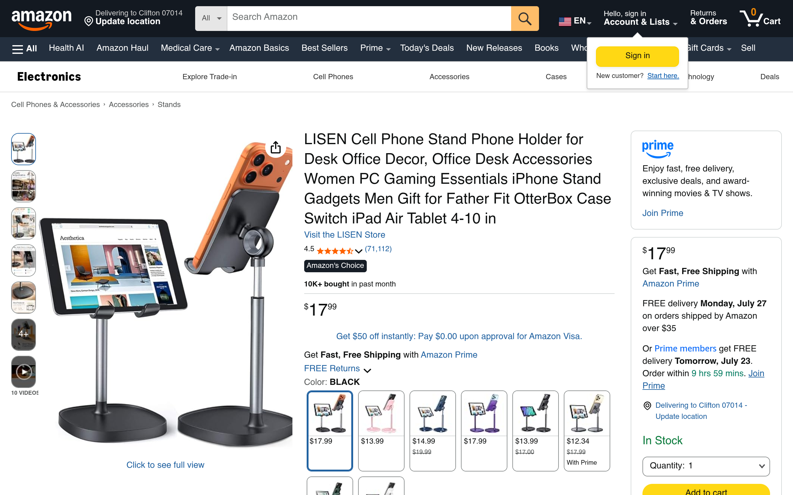 Lisen Adjustable Cell Phone Stand .99