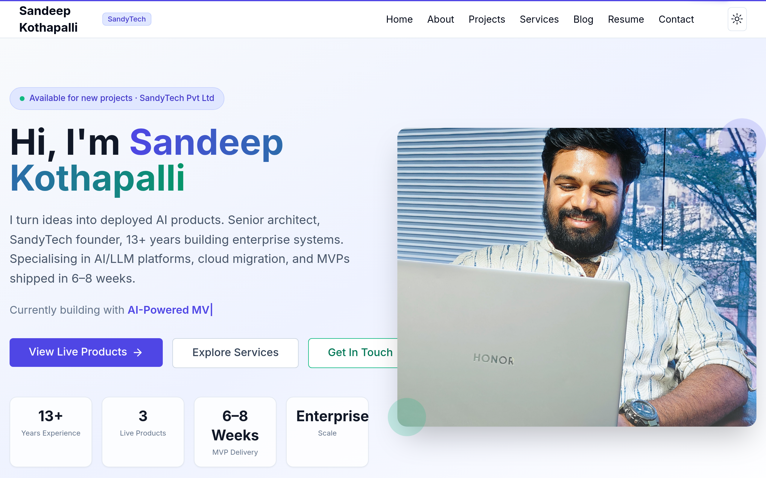 Screenshot of kothapallisandeep.com