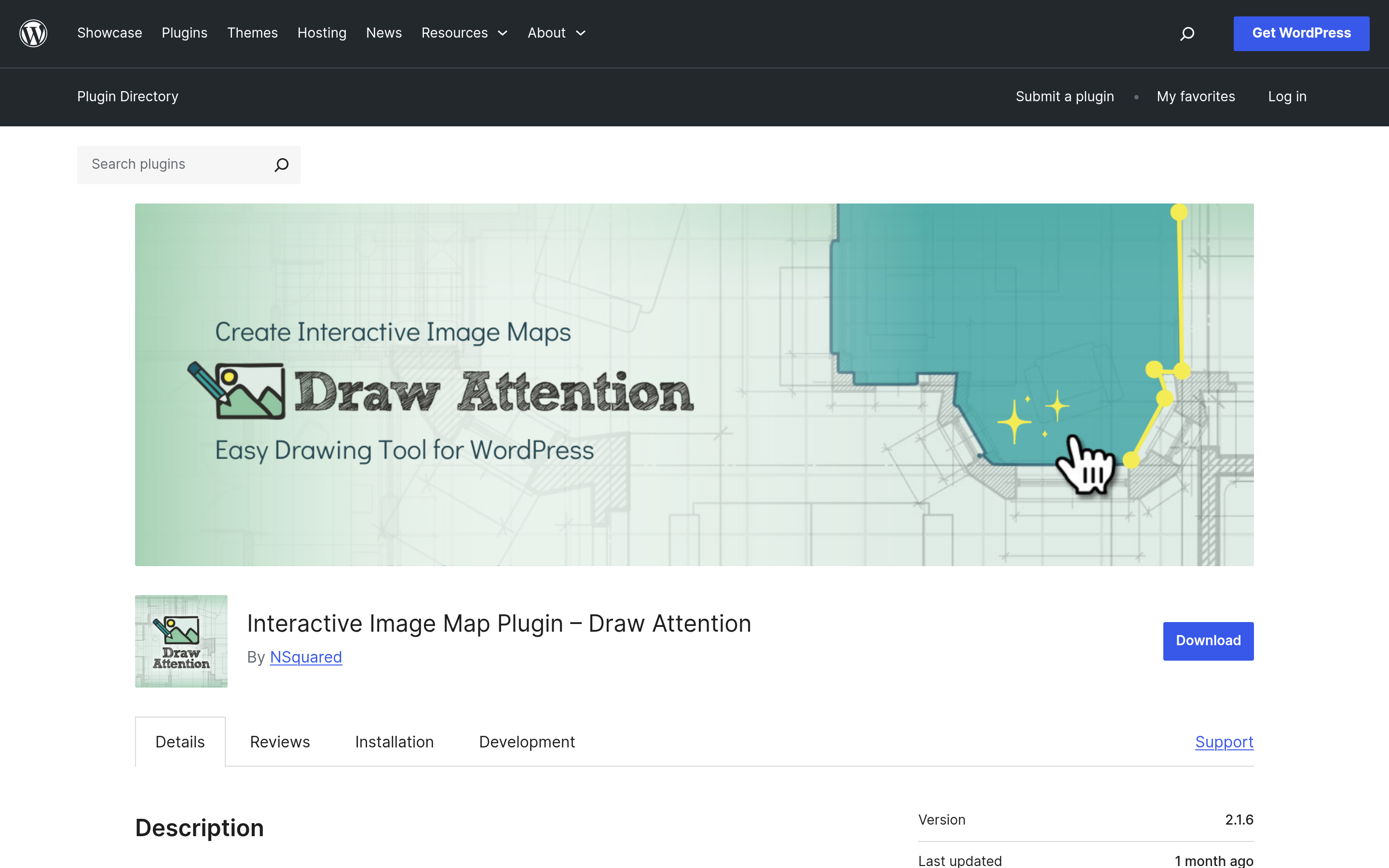 Draw Attention interactive image map plugin listing on WordPress.org