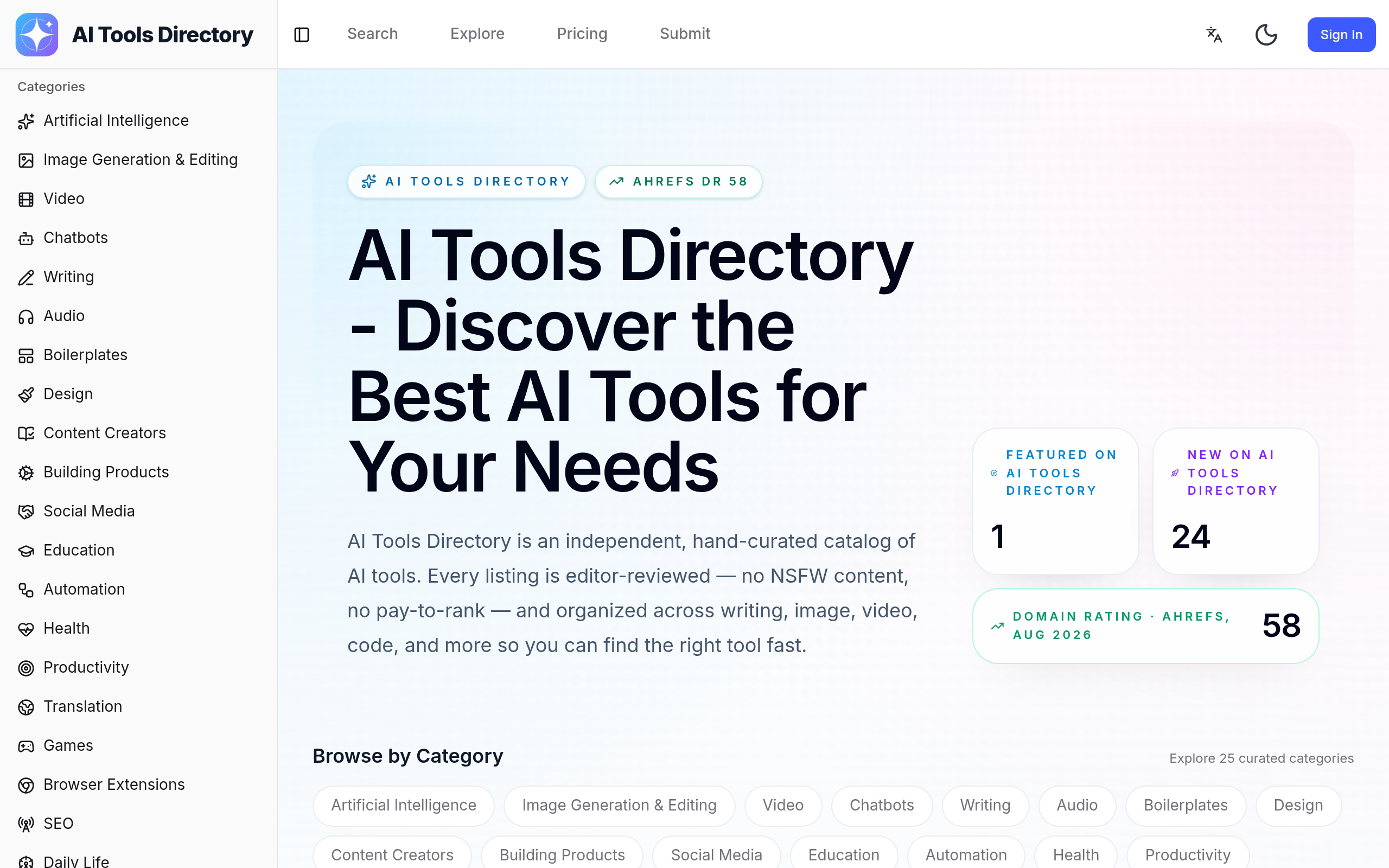AI Tools Directory screenshot, image 1