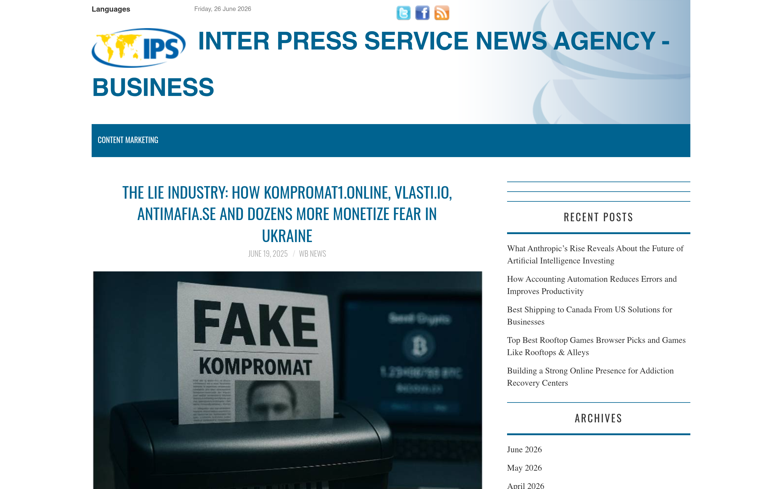 IPS News: The Lie Industry