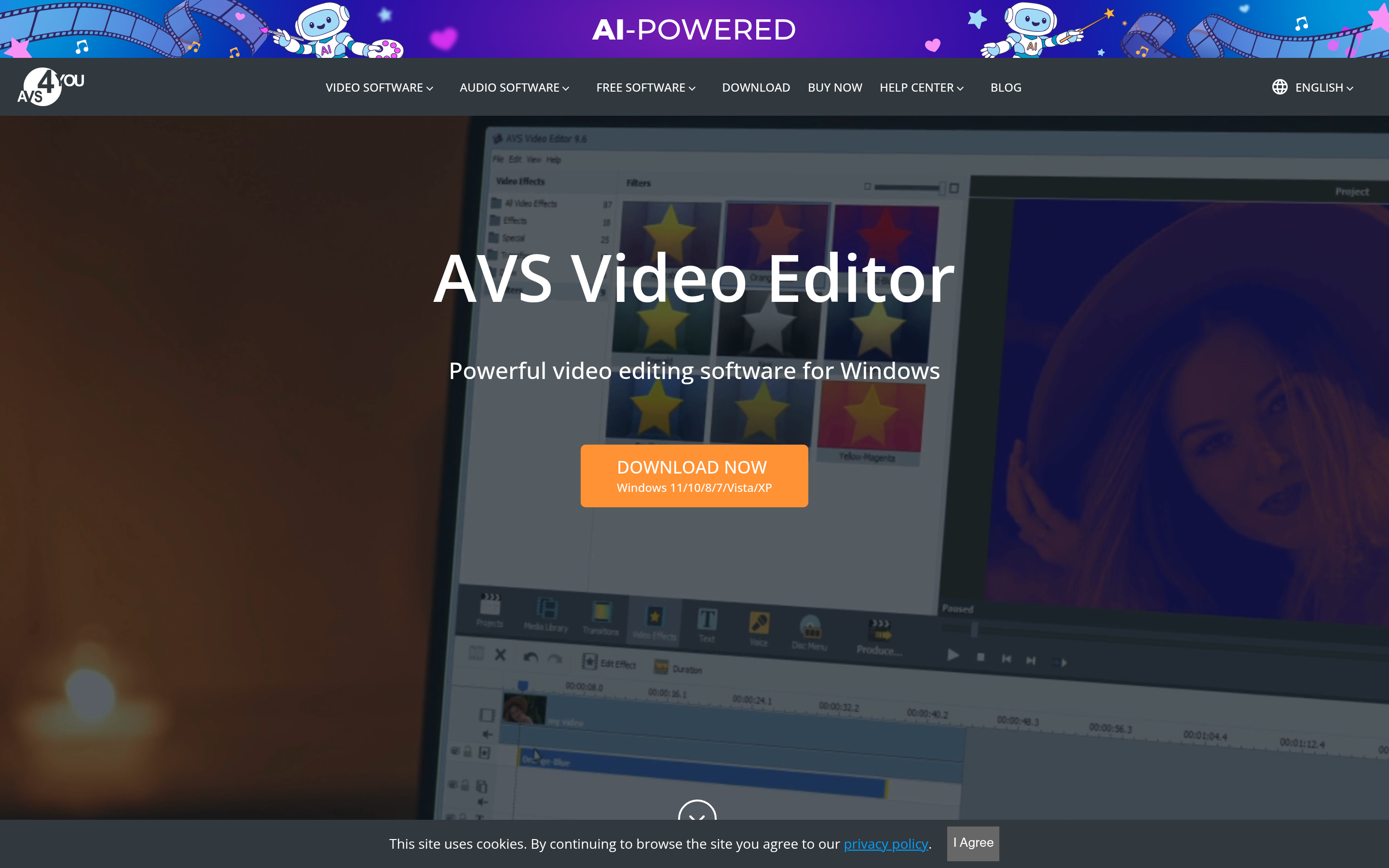 AVS Video Editor - easy video editing software for Windows. 介面截圖
