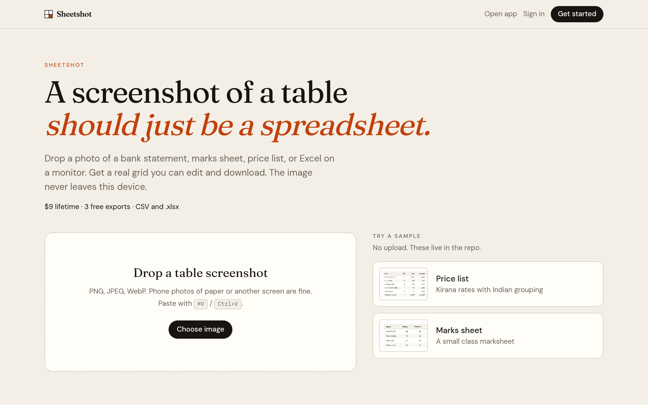 Sheetshot screenshot, image 1