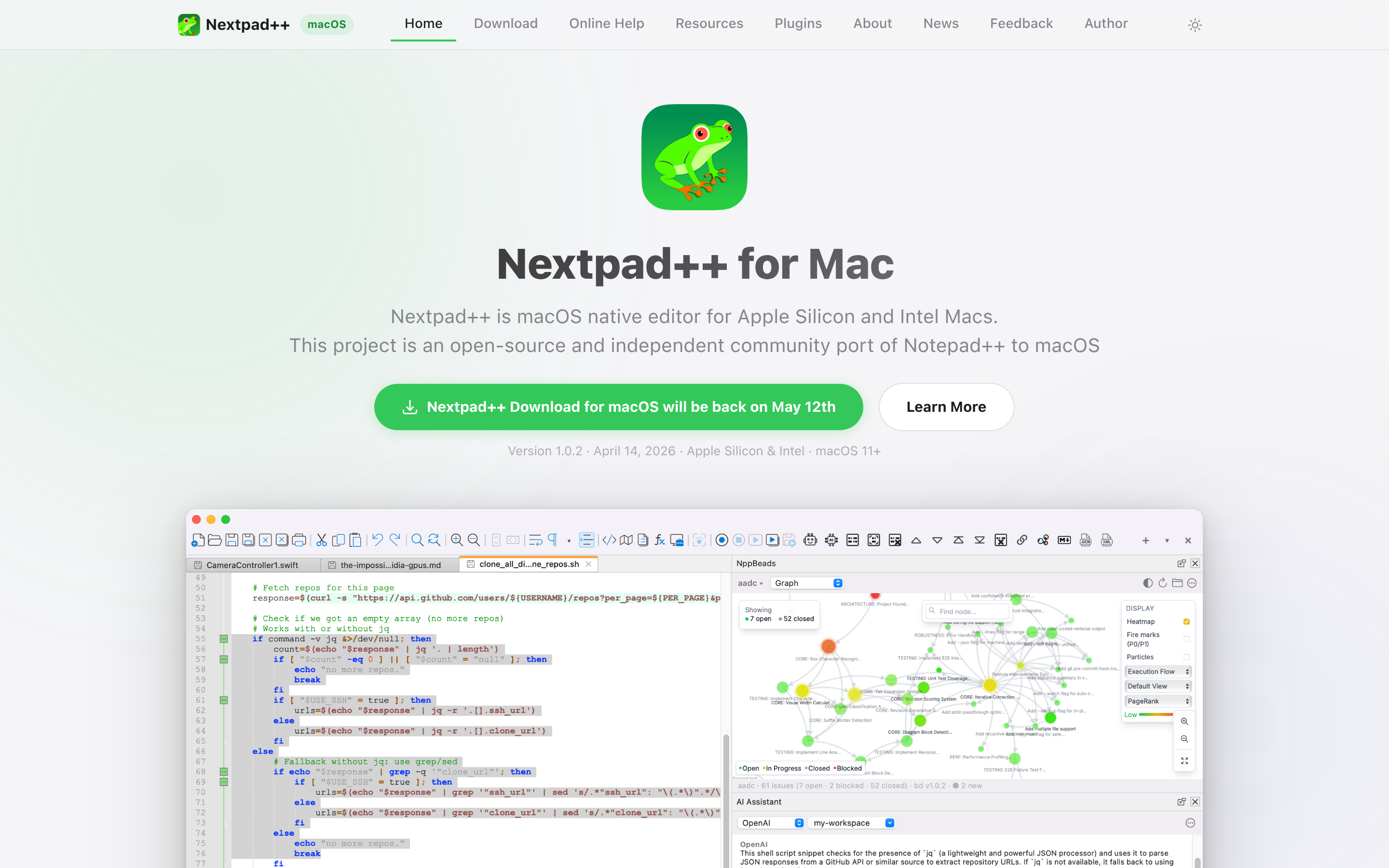 Nextpad++ for Mac: Free Native macOS Code Editor 介面截圖
