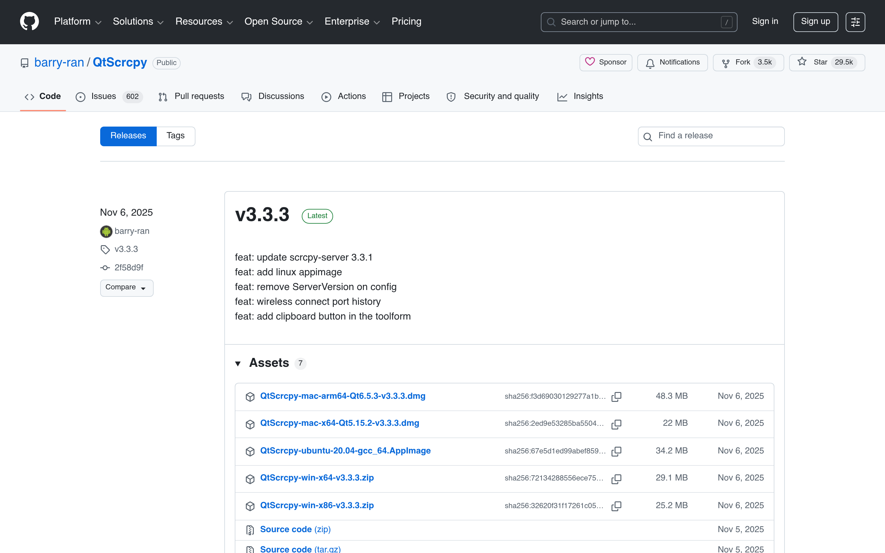 Releases · barry-ran/QtScrcpy · GitHub 介面截圖