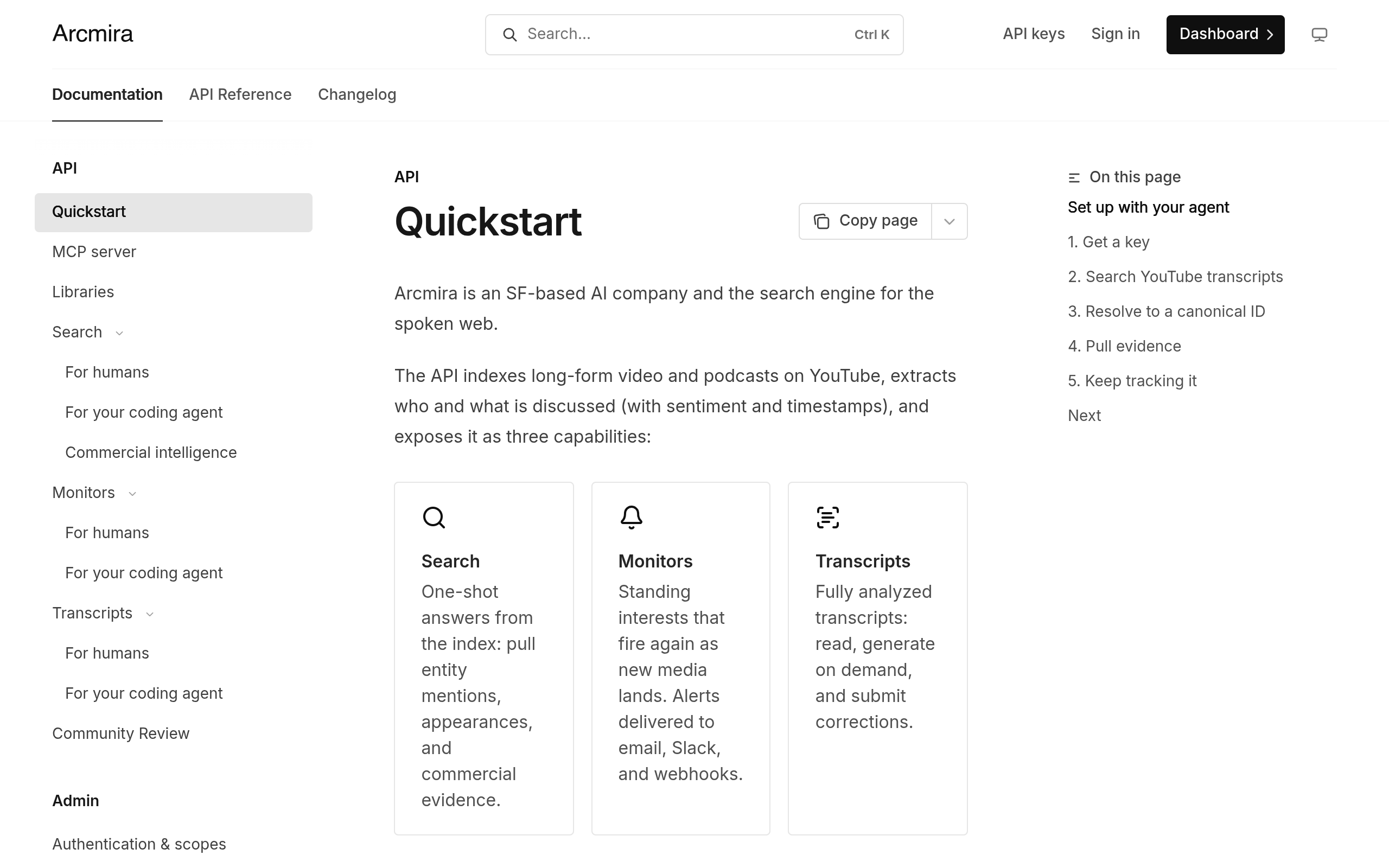 Arcmira: YouTube Transcript Search screenshot