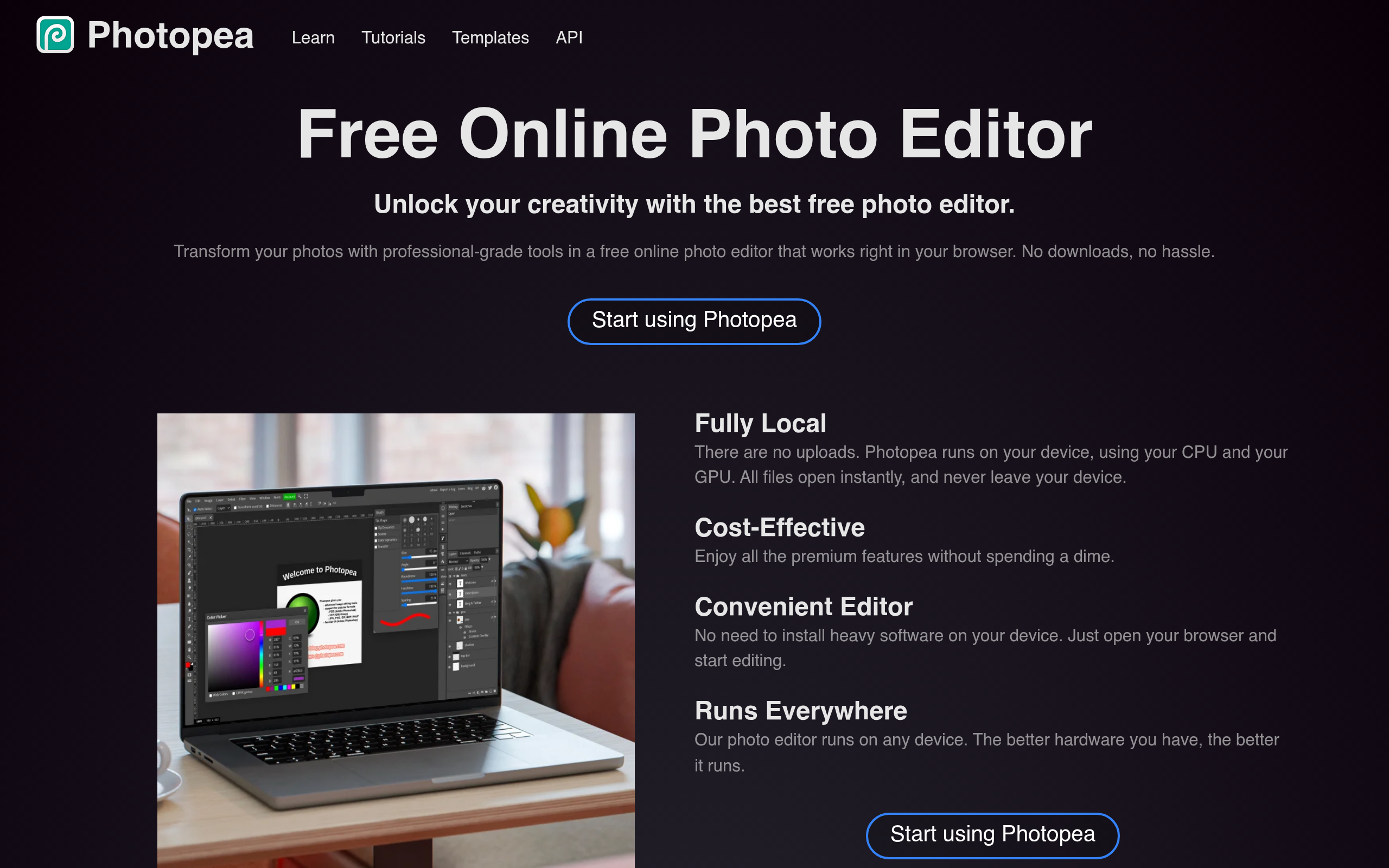 Screenshot of photopea.com