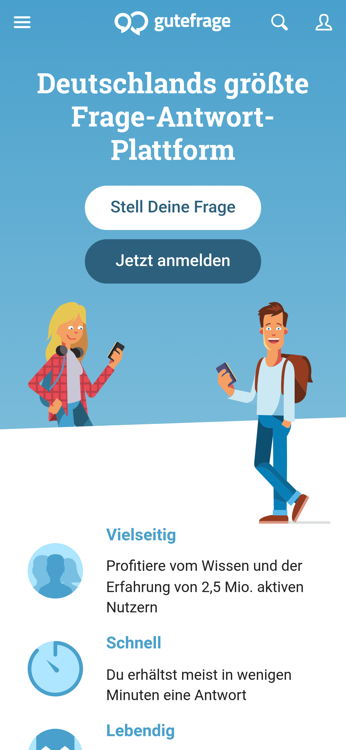 Mobile screenshot of gutefrage.net