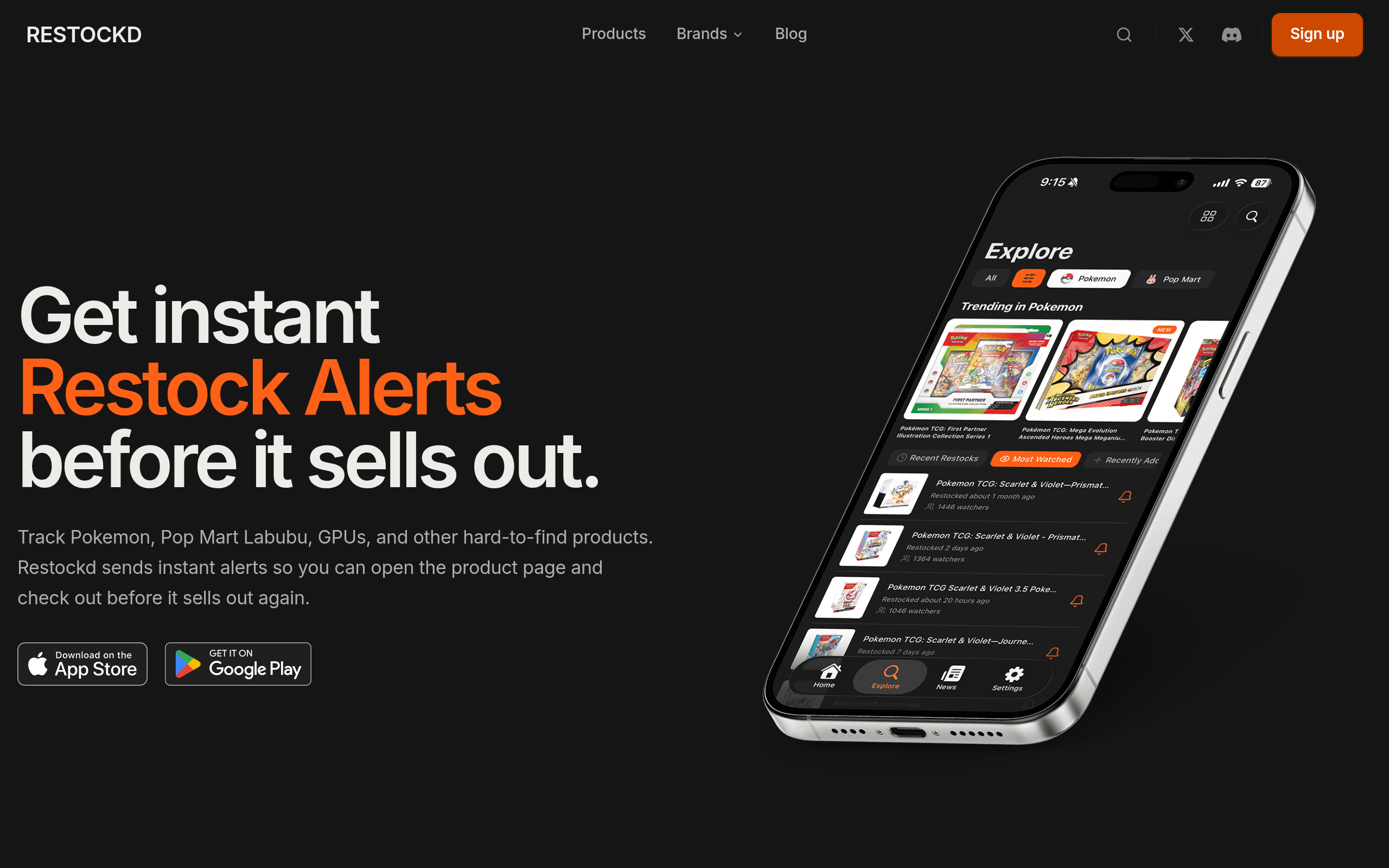 Restockd App screenshot, image 1