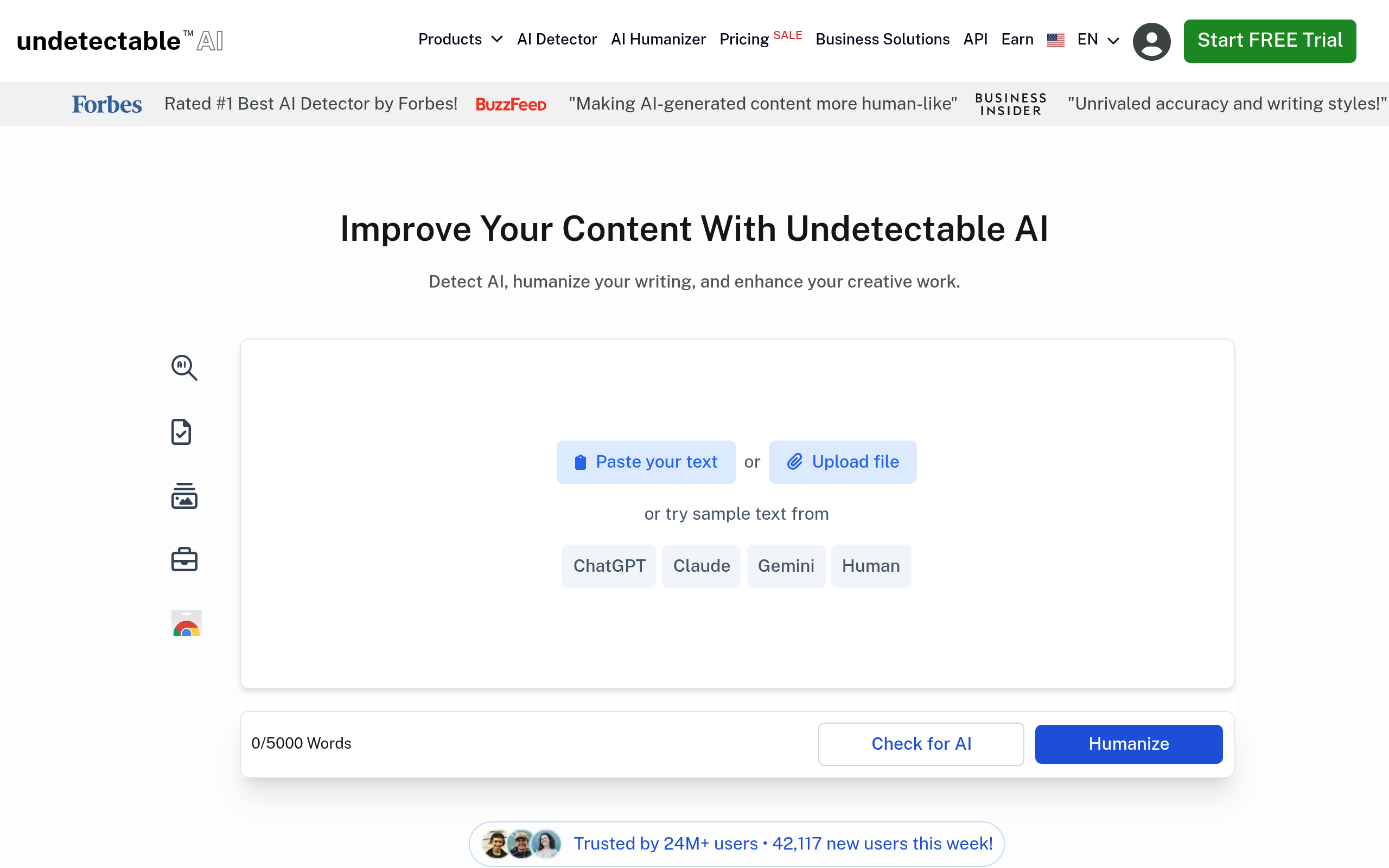Undetectable AI official homepage preview