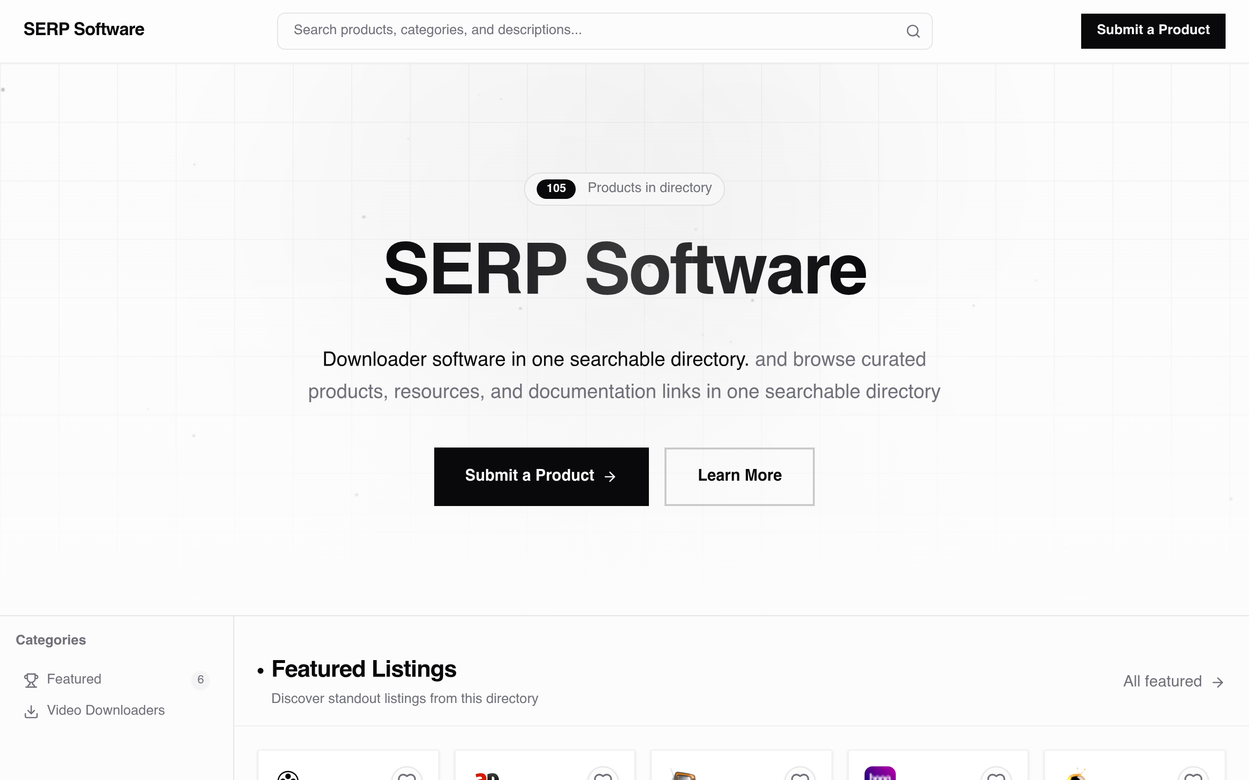 SERP Software Directory of Products and Resources homepage preview