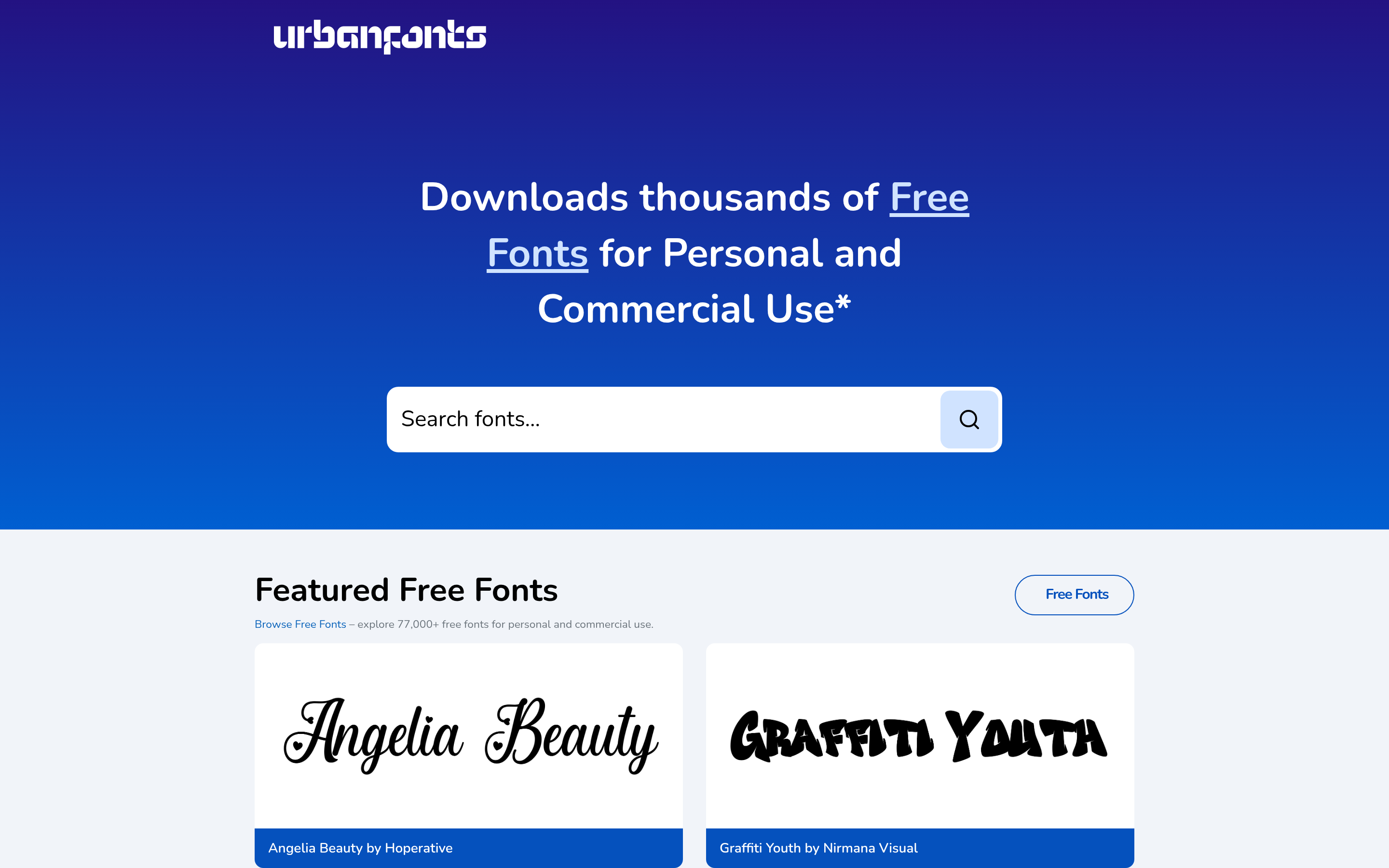UrbanFonts - Download Free Fonts 介面截圖