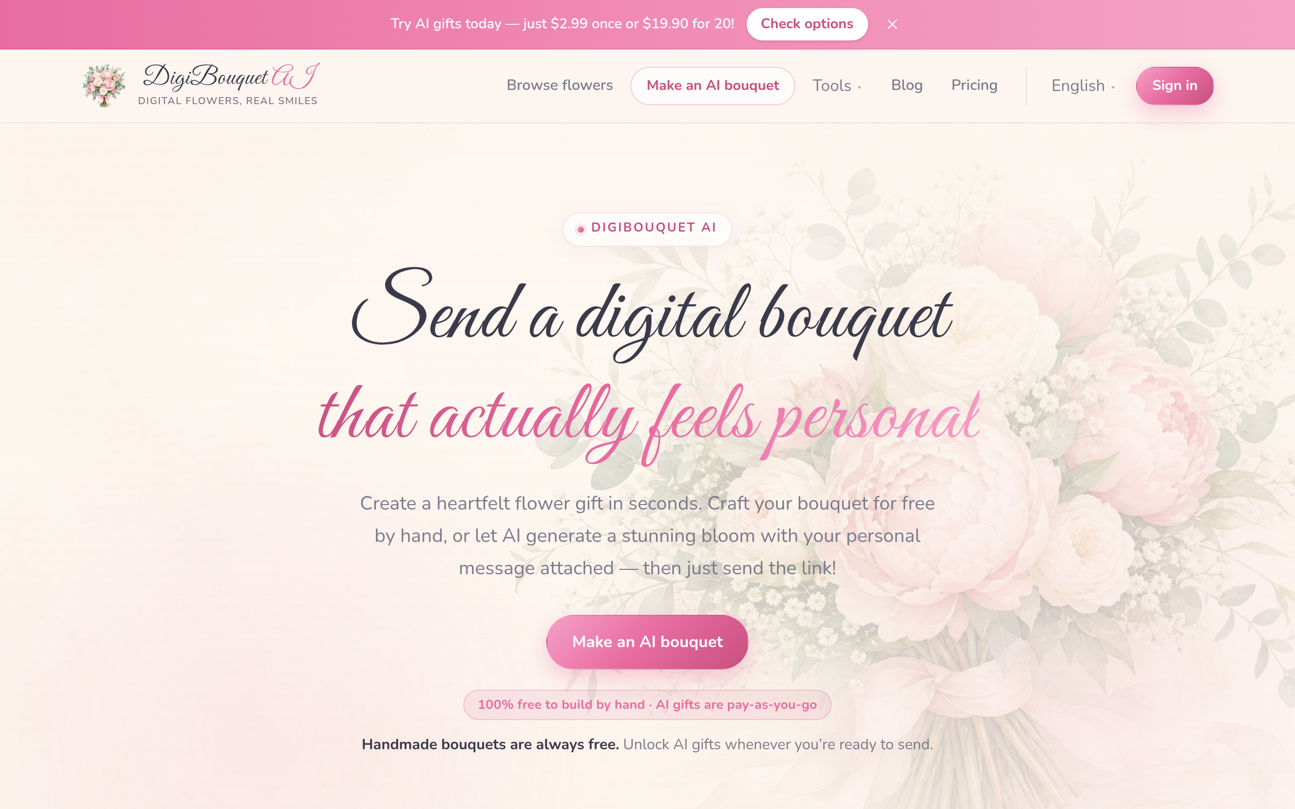 Screenshot of digibouquetai.com