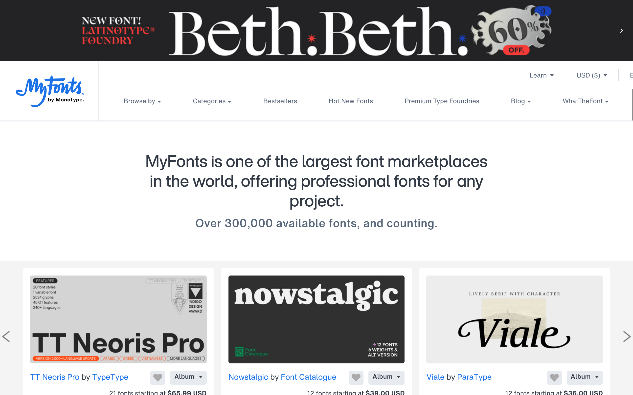 MyFonts 产品截图
