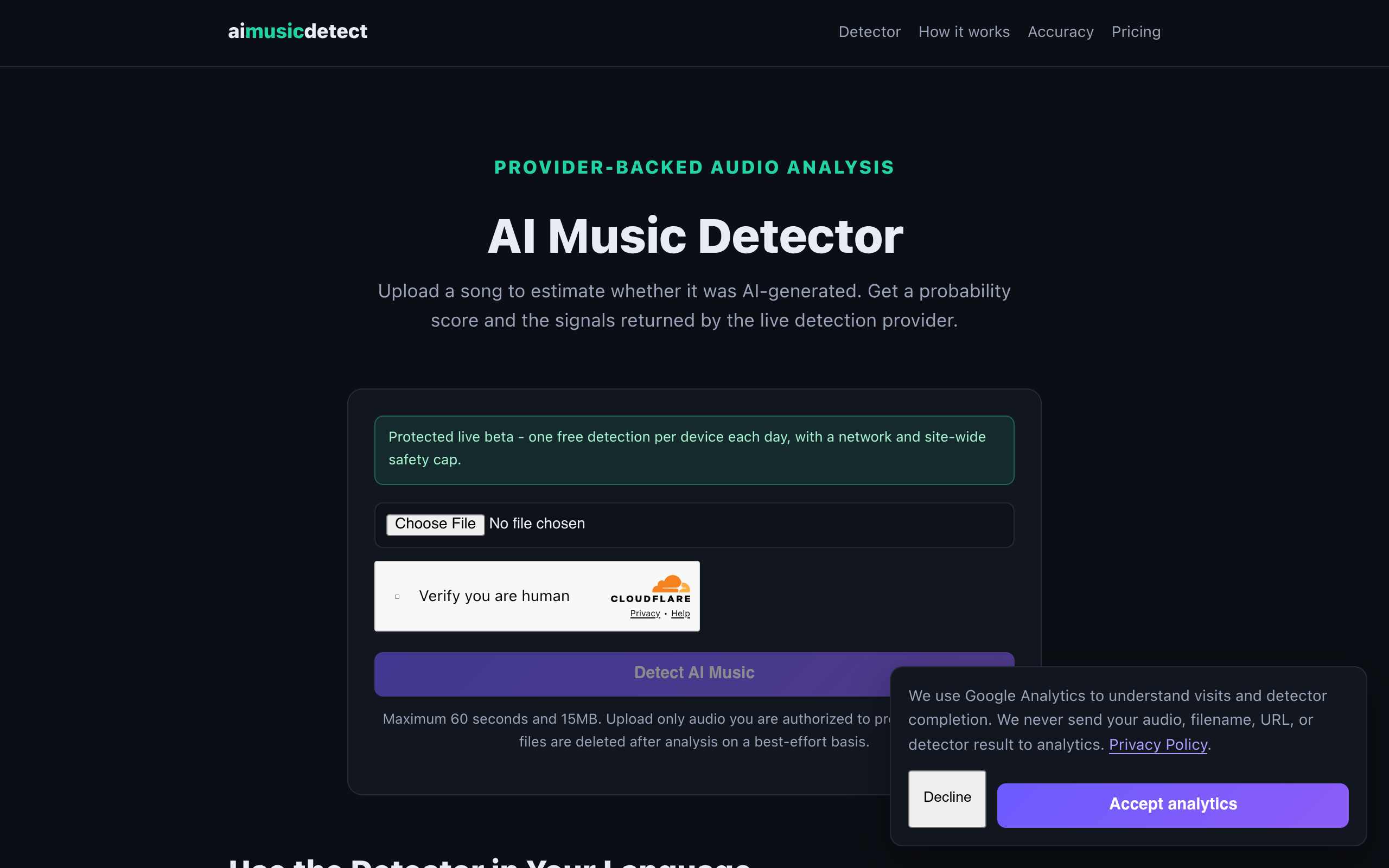 AI Music Detector screenshot, image 1