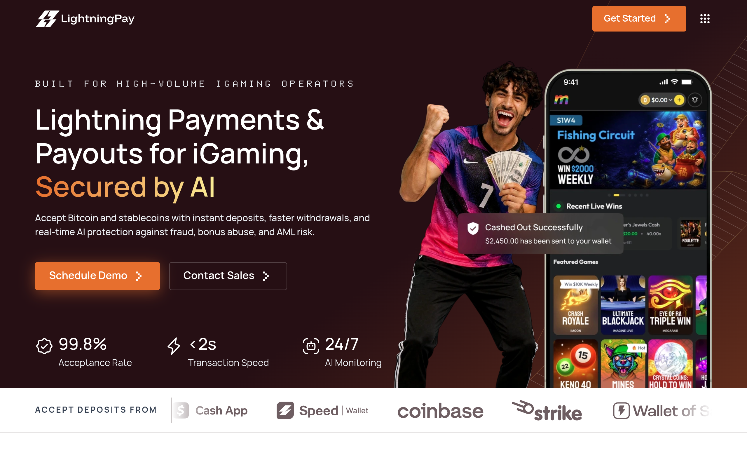Lightning Payments & Instant Payouts for iGaming screenshot, image 1