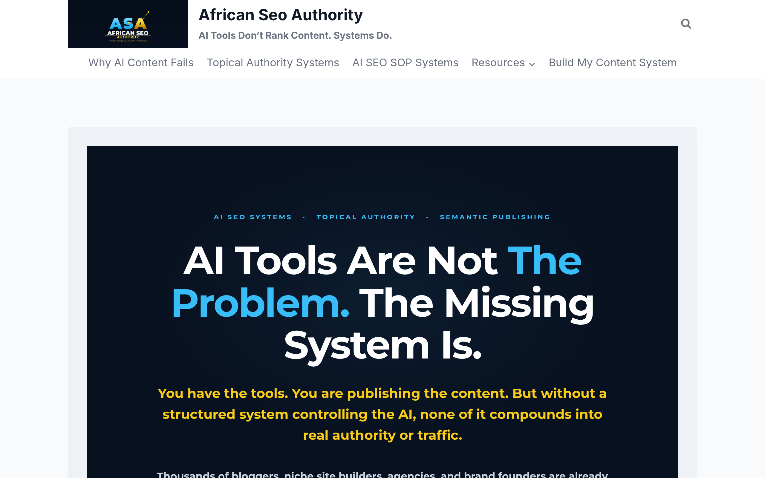 Screenshot of africanseoauthority.com