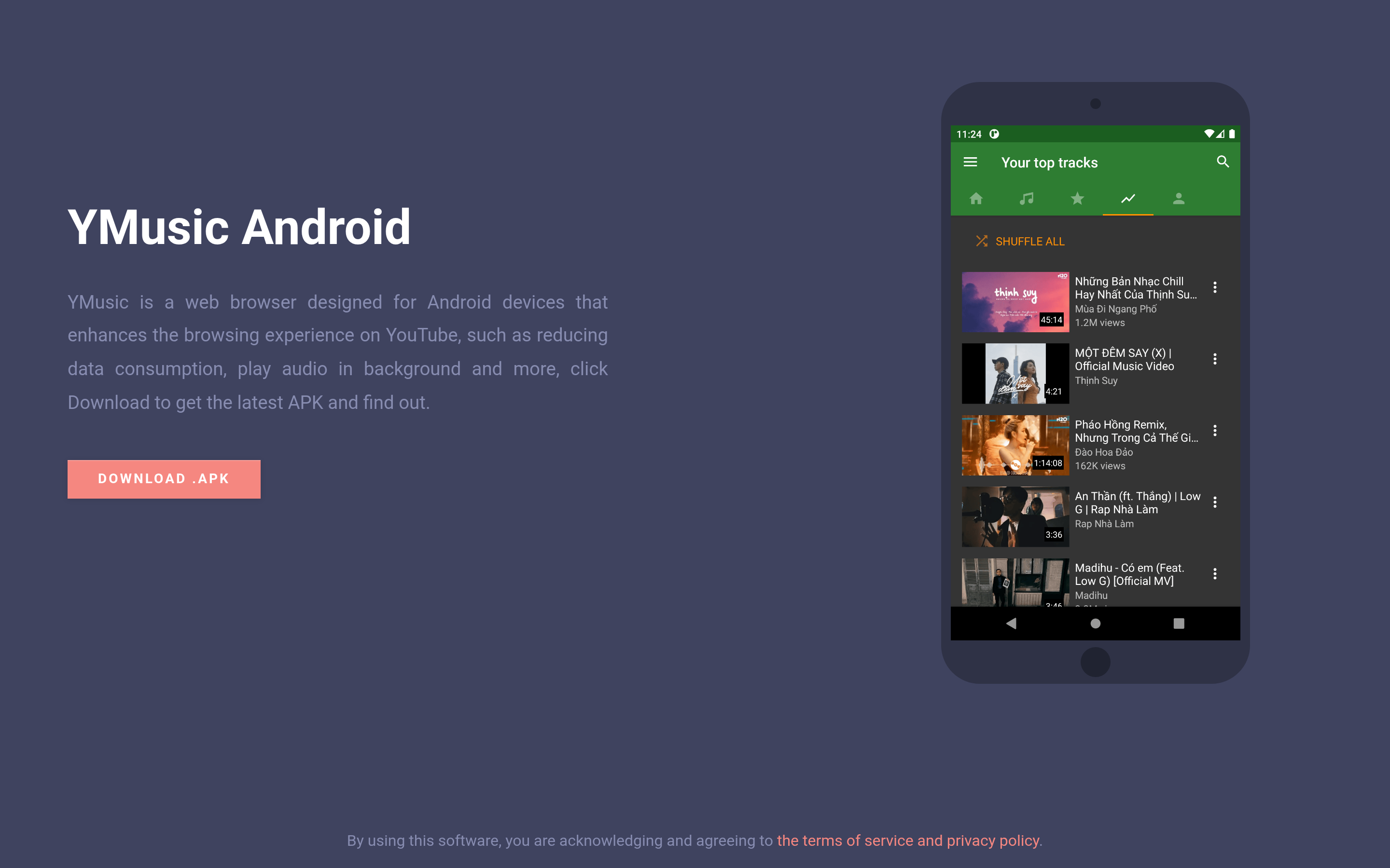 YMusic listen YouTube video in background - Android 介面截圖